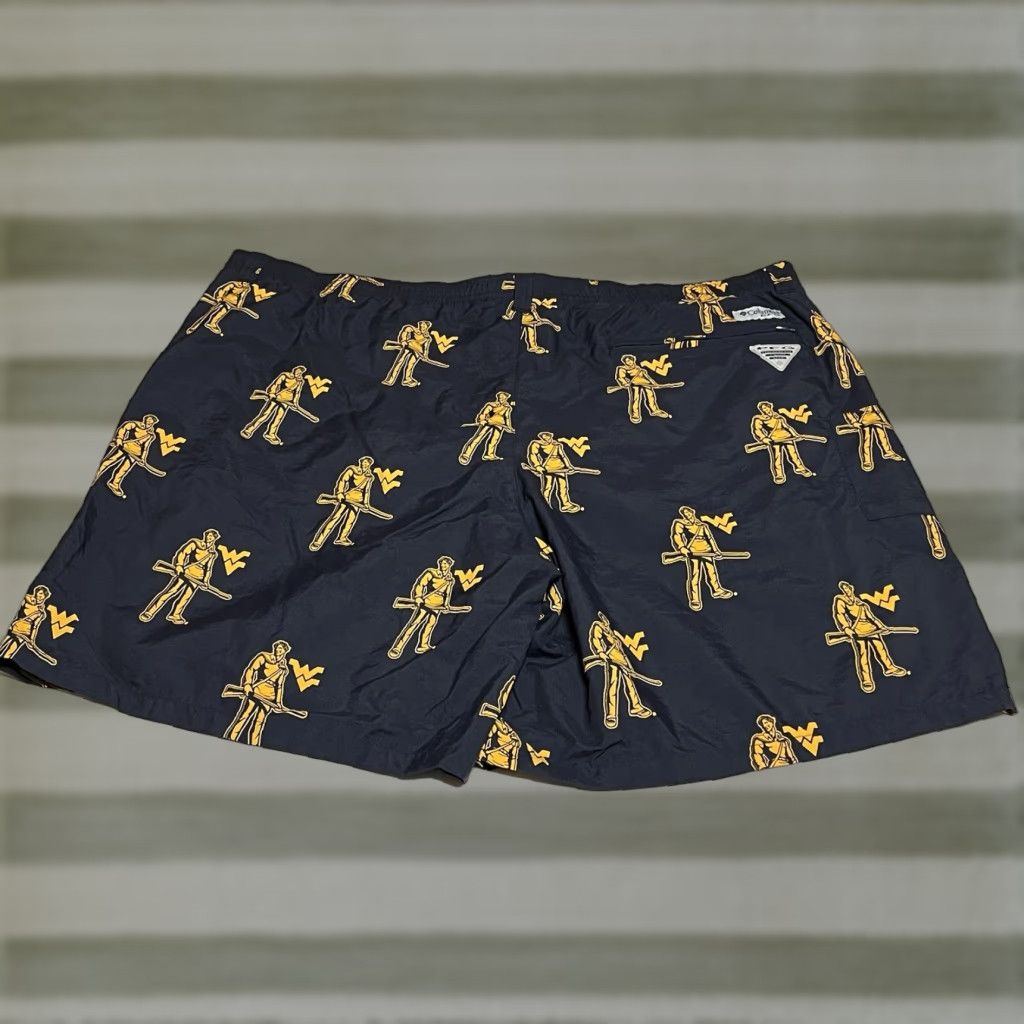 Vintage Columbia PFG Swim Trunks West Virginia Mountaineers Mens 3X Lined Short WVU Blue Beach Outdoor Trunks Mens Size US 39 - 1 Thumbnail