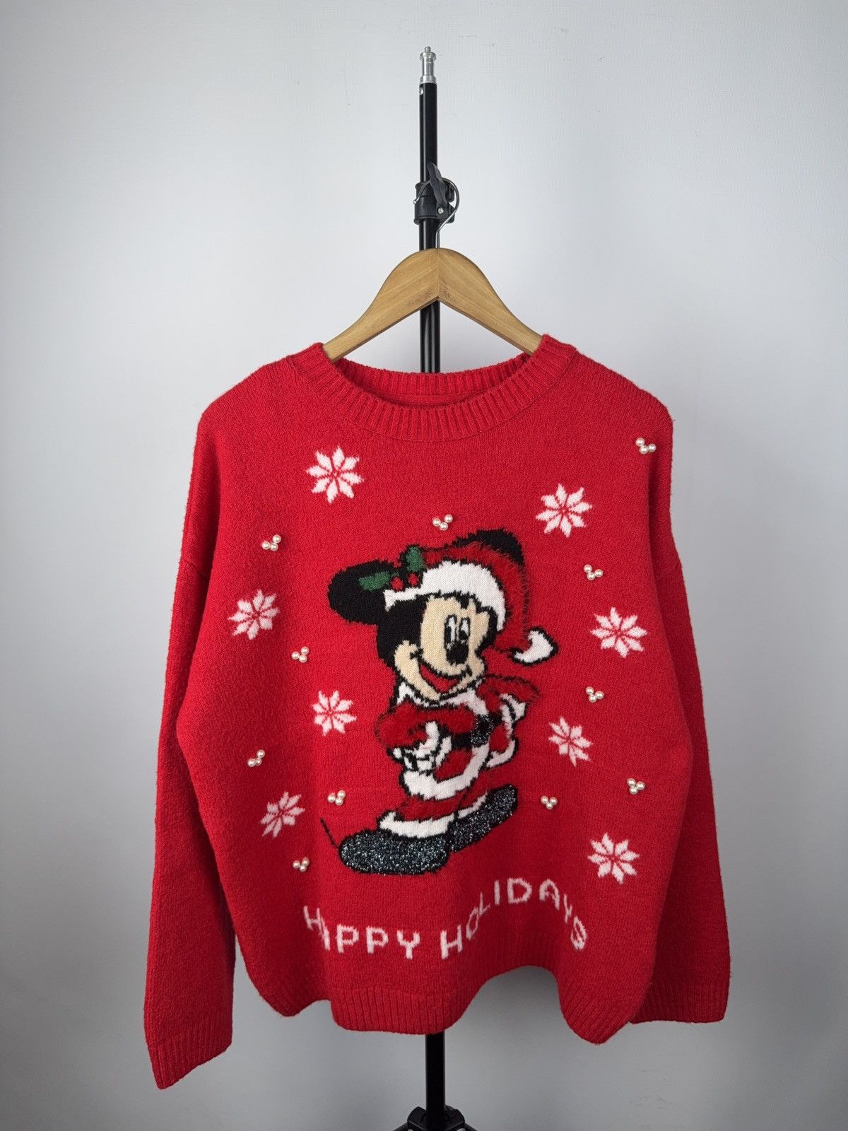 Disney × Vintage Disney Mickey Mouse Red Holiday Knit Sweater Xmas M Size US M / EU 48-50 / 2 - 1 Thumbnail