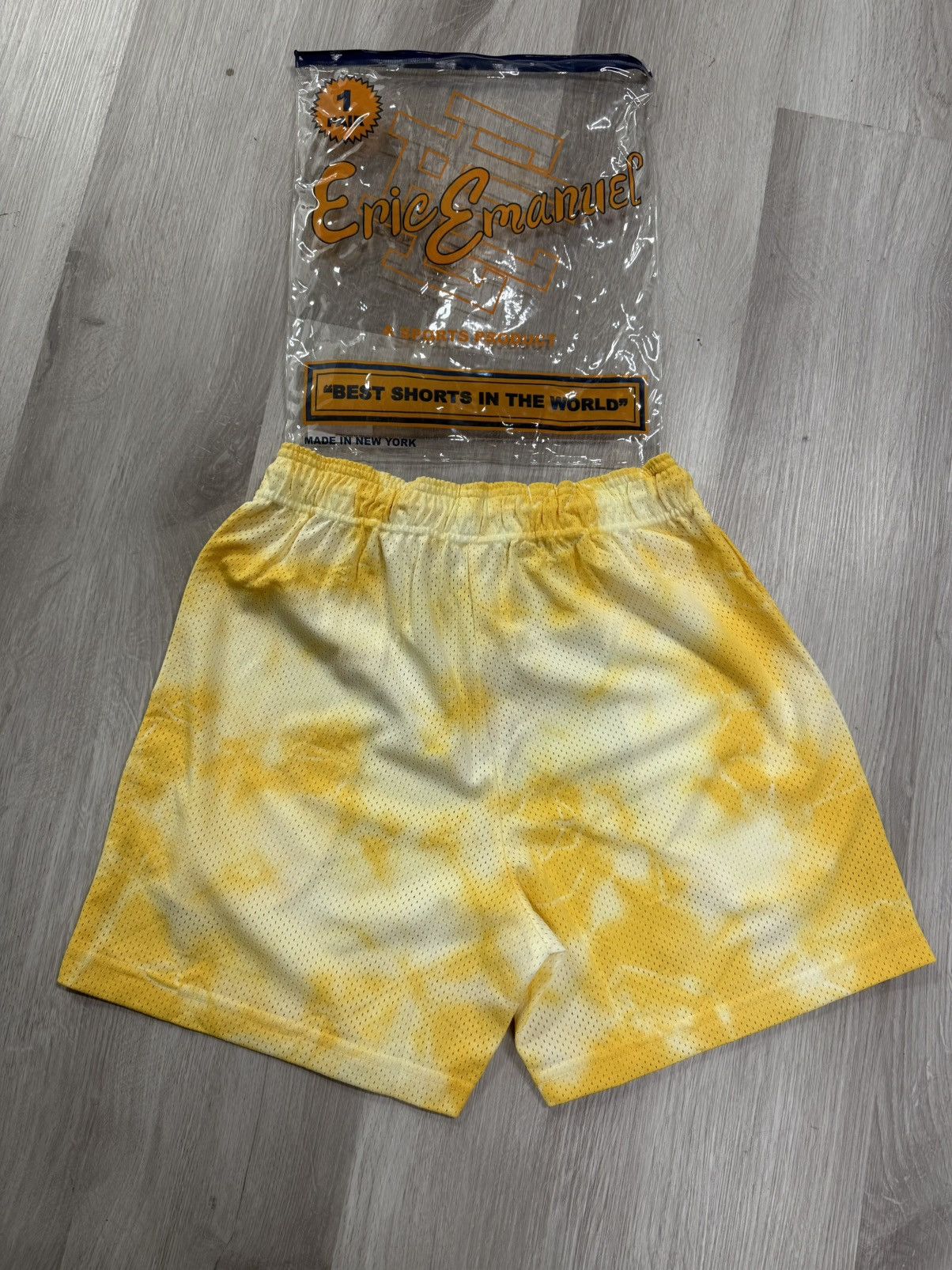Eric Emanuel Eric Emanuel Tie-Dye Mesh Shorts – Yellow/White (L) Size US 34 / EU 50 - 2 Thumbnail