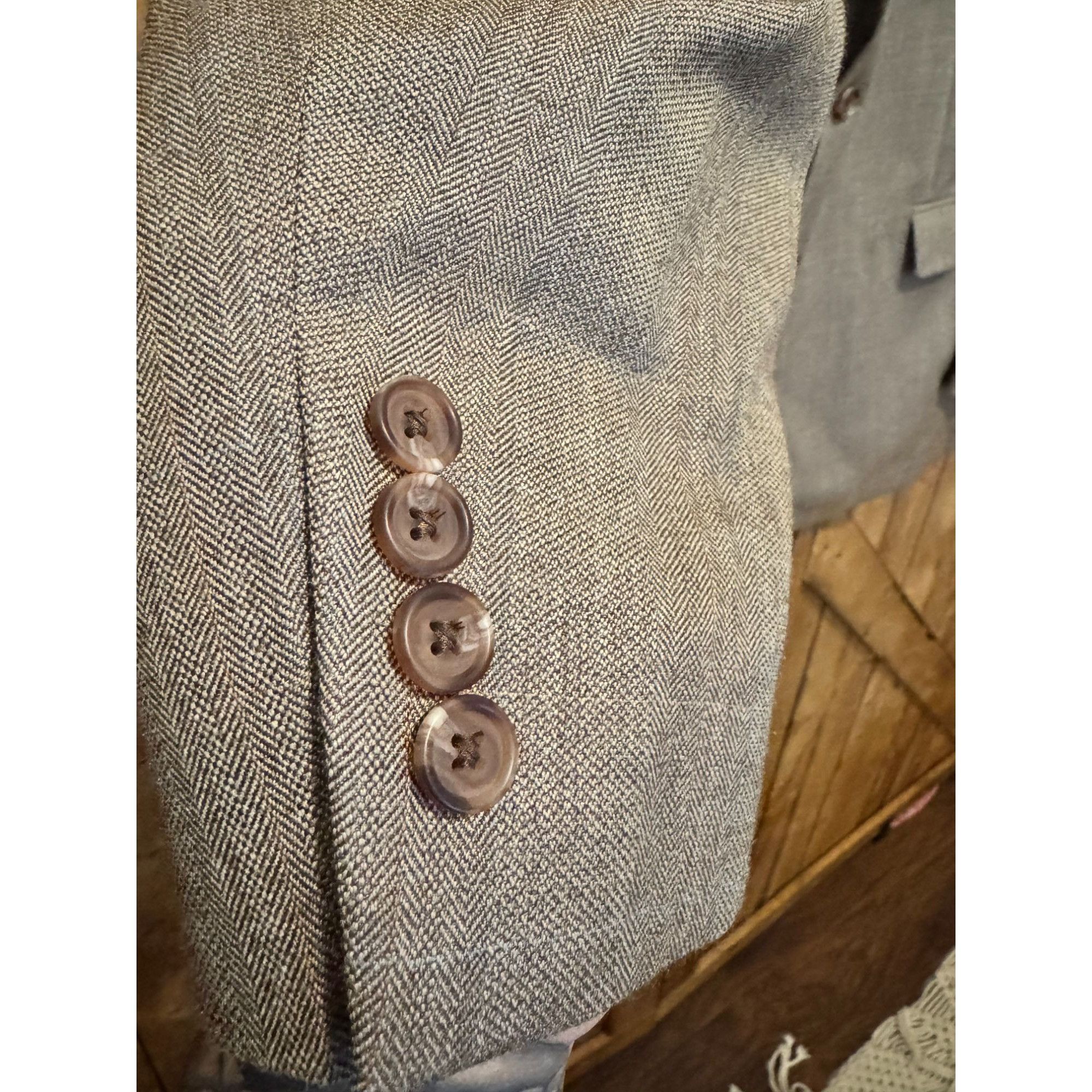 Lauren Ralph Lauren VTG Ralph Lauren Mens Tan Gray Sport Coat Blazer 48R Silk Wo Size 48R - 6 Thumbnail