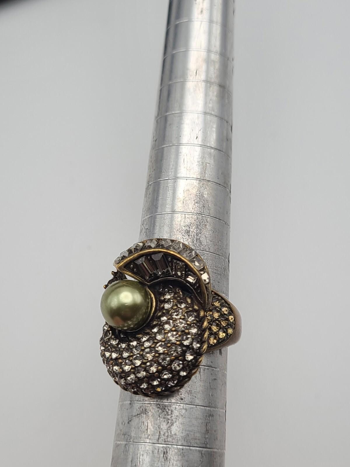 Swarovski Heidi Daus Size 7 Faux Pearl Bronze Ring Swarovski Crystals Size ONE SIZE - 2 Thumbnail