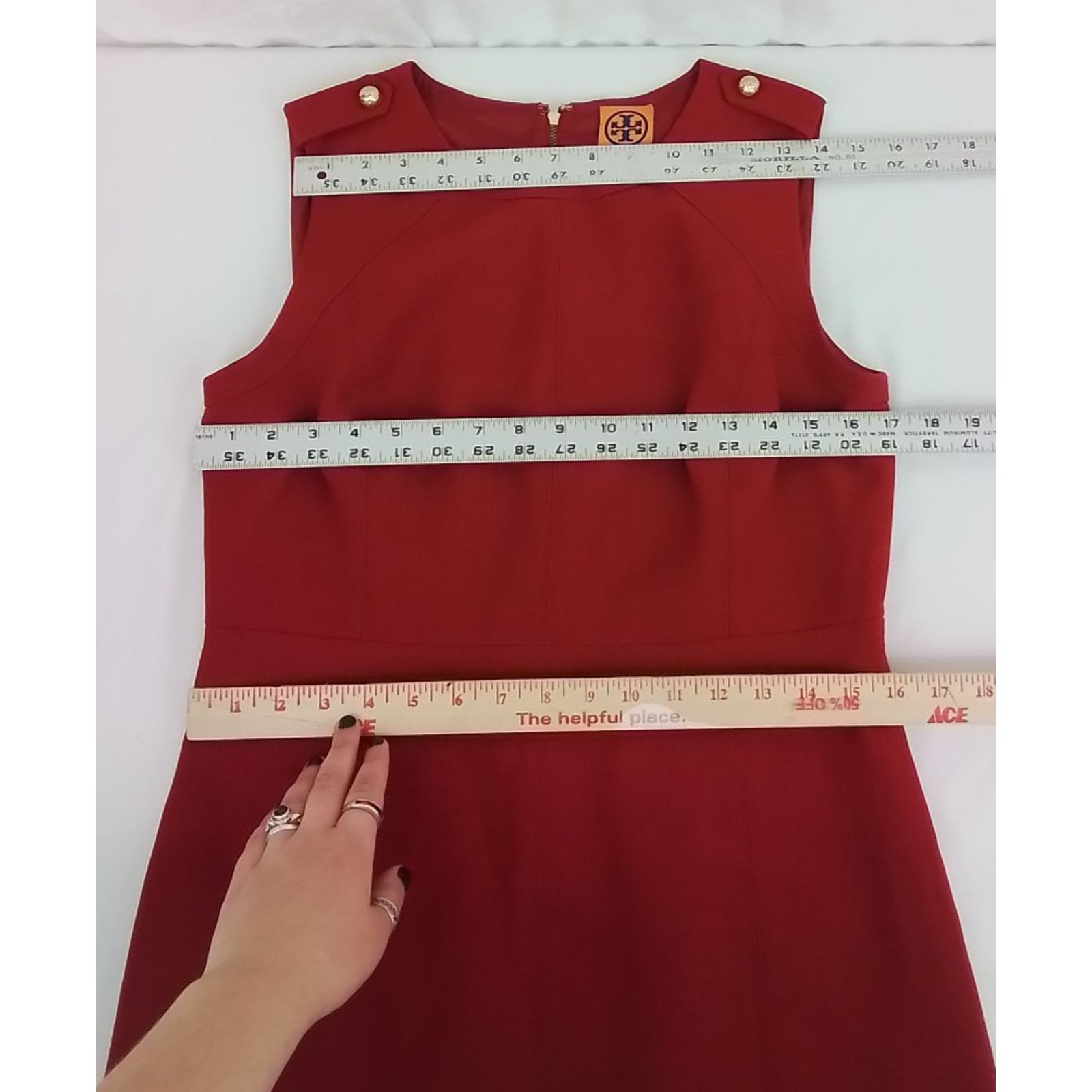 Tory Burch Tory Burch Sleeveless Pencil Dress Women's 8 Red Wool Blend Size M / US 6-8 / IT 42-44 - 11 Thumbnail