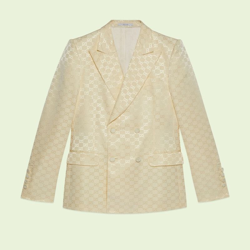 Gucci o1s1wg110426 GG Cotton Viscose Formal Jacket in Off White Size US S / EU 44-46 / 1 - 1 Thumbnail