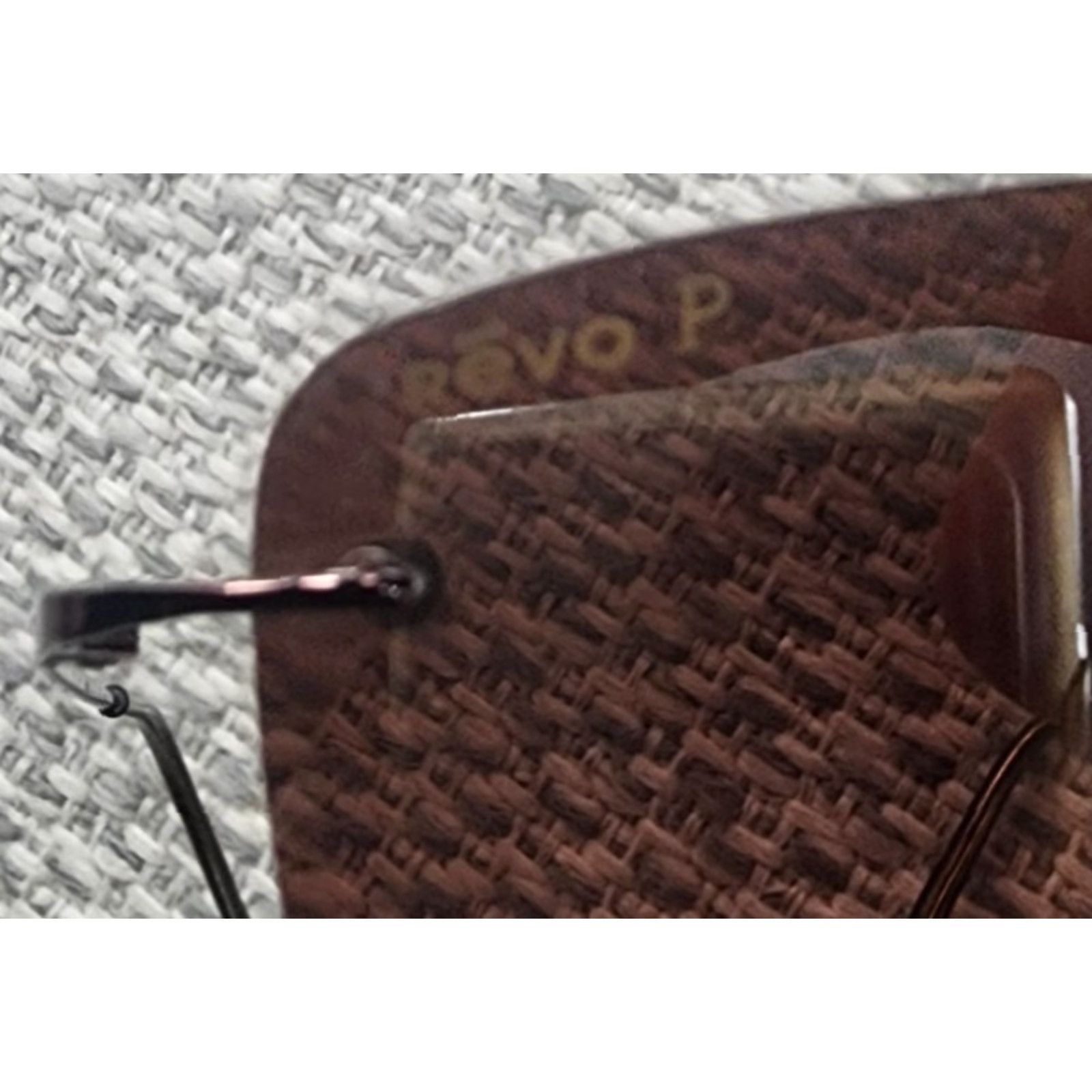 Vintage VINTAGE REVO Sunglasses 3044 Brown Polarized Rimless 56[]17-120 Made in Italy Mens Square Metal Case Included Size ONE SIZE - 6 Thumbnail