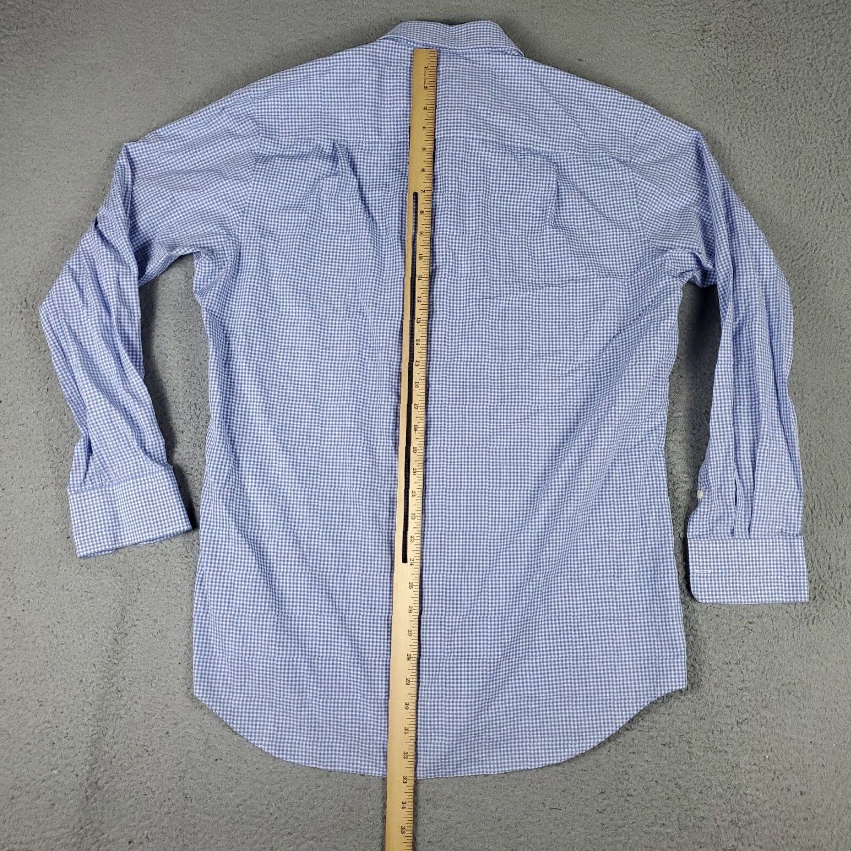 David Donahue David Donahue Dress Shirt Mens Size 17 Blue Check Long Sleeve Button Up Regular Fit Size 46R - 4 Thumbnail