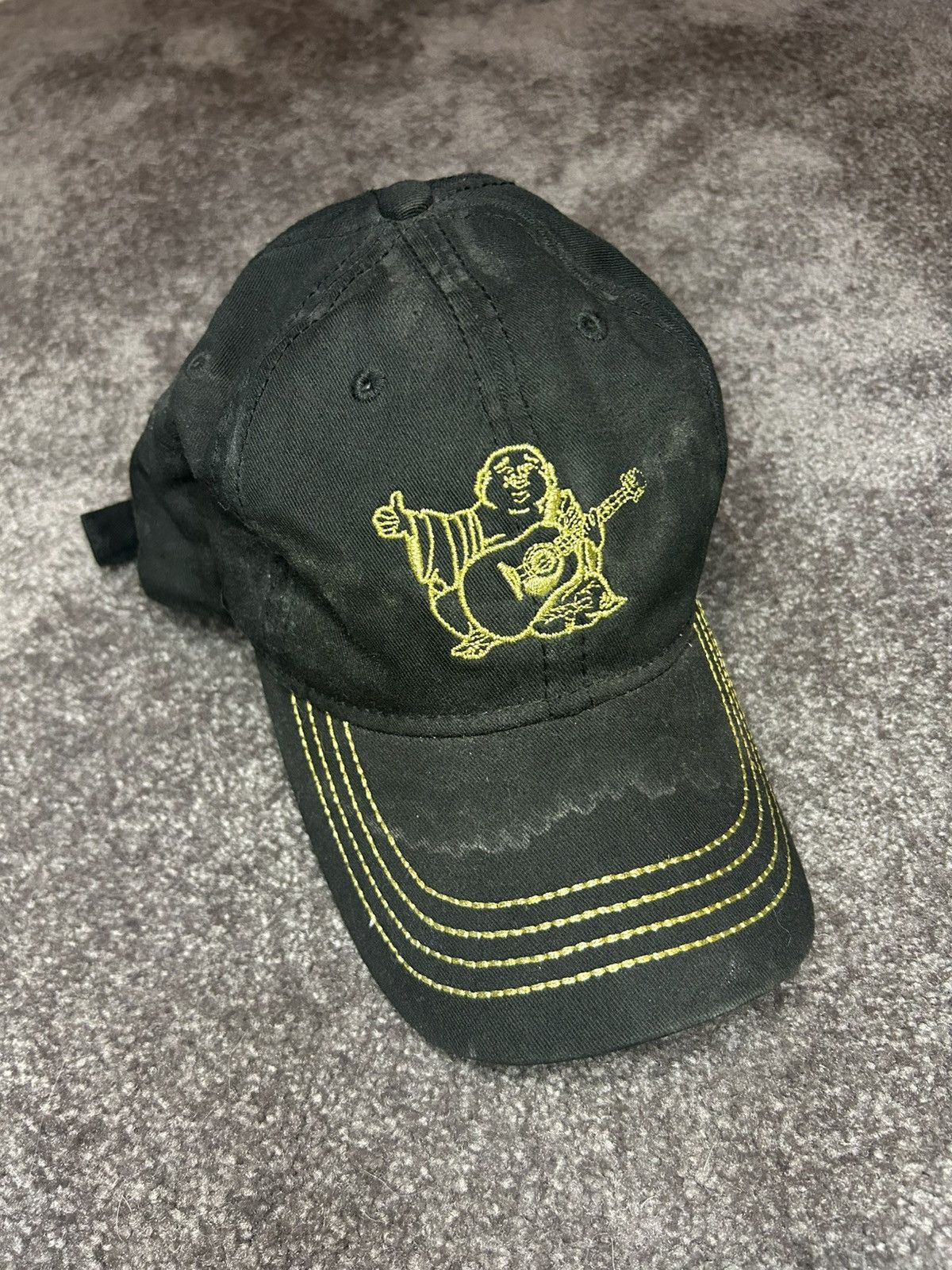 True Religion True Religion Buddha Black Hat Yellow Stitching Cap Size ONE SIZE - 1 Thumbnail