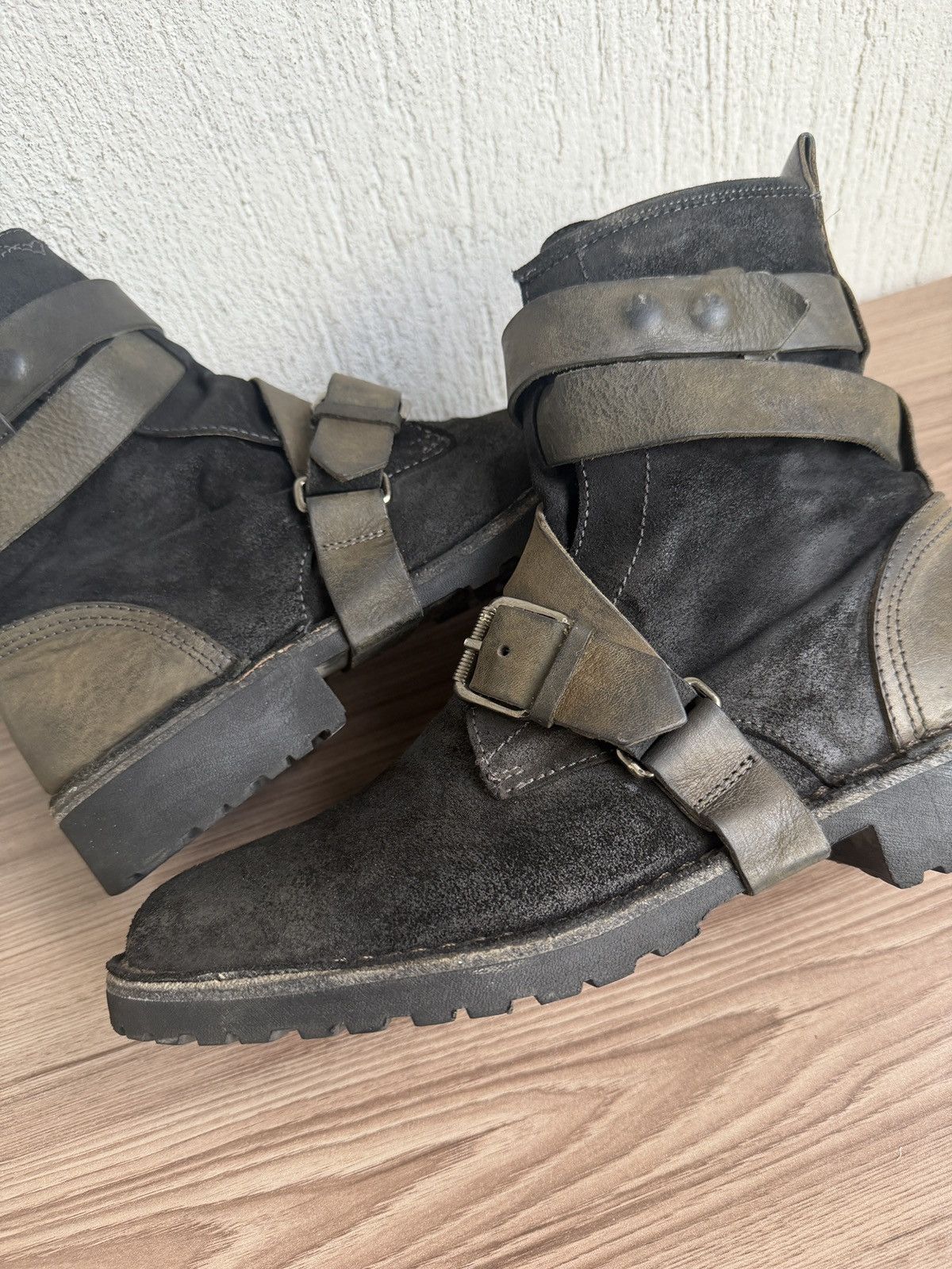 Diesel Y2K 🕷️Blistered leather wrap buckle boots Size US 10 / EU 43 - 3 Thumbnail