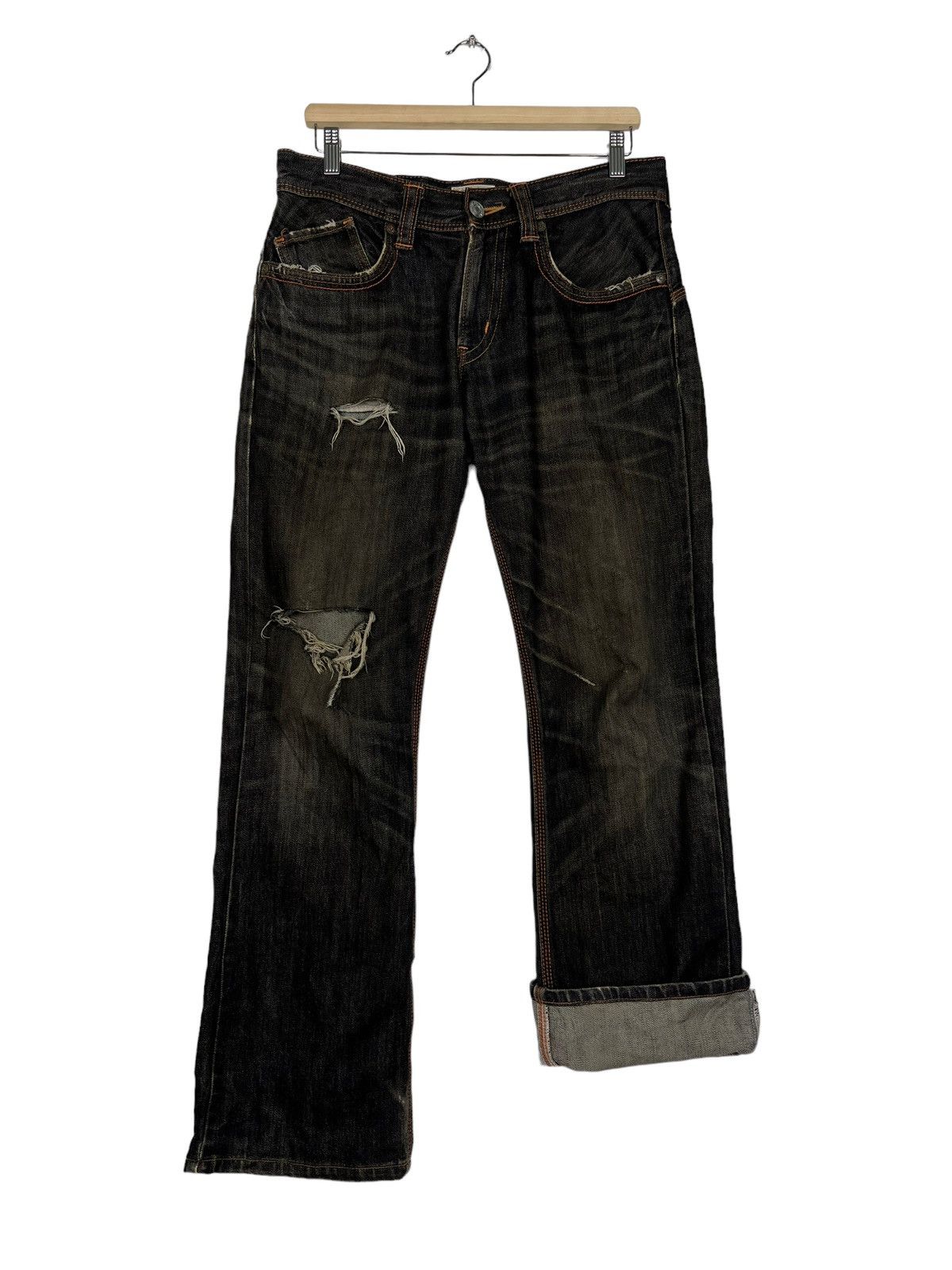 Edwin 🔥 EDWIN XV BLACK DISTRESSED DENIM JEANS Size US 32 / EU 48 - 9 Thumbnail