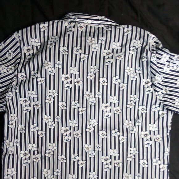 Other Vintage Judy Bond Striped Floral Polyester Disco Shirt Size M / US 6-8 / IT 42-44 - 5 Thumbnail