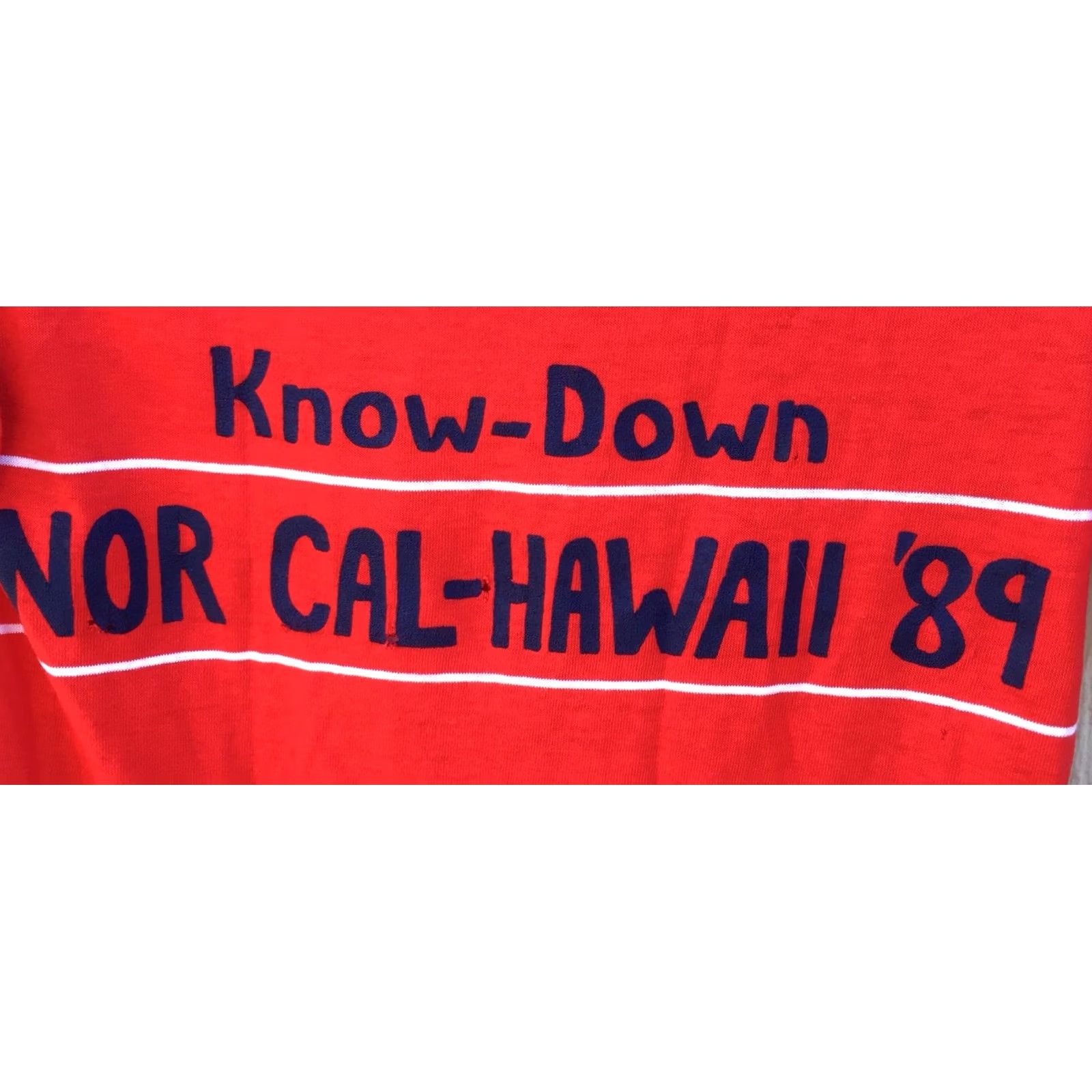 Vintage VINTAGE NOR CAL-HAWAII ‘89 Know-Down Polo Shirt S Jack 80s 1980s Red Stripe Print-Ons Nike Shirt Size US S / EU 44-46 / 1 - 7 Thumbnail