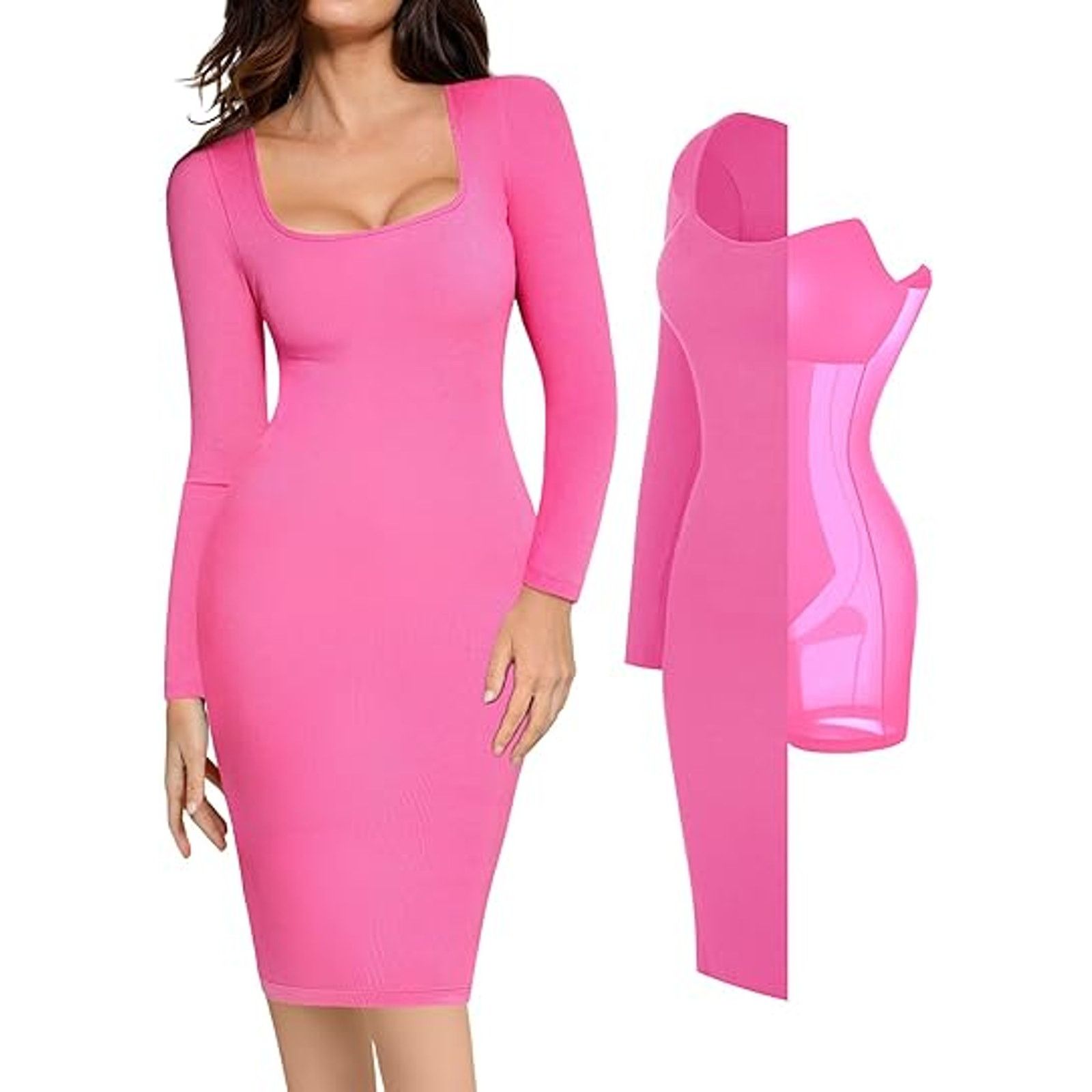 Other Long Sleeve Midi Dress Bodycon Party Dress Shapewear Size XL / US 12-14 / IT 48-50 - 1 Thumbnail