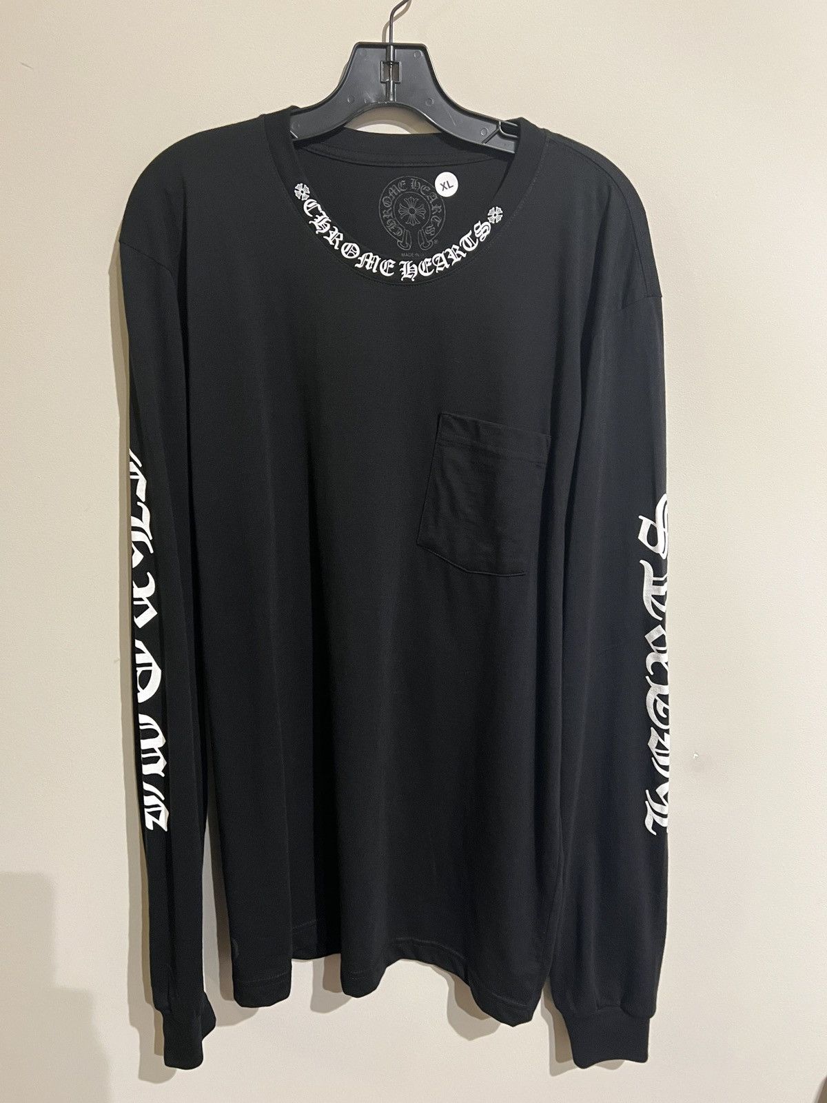 image of Chrome Hearts Long sleeve Shirt Ss Pkt Crew XL in Black, Men's