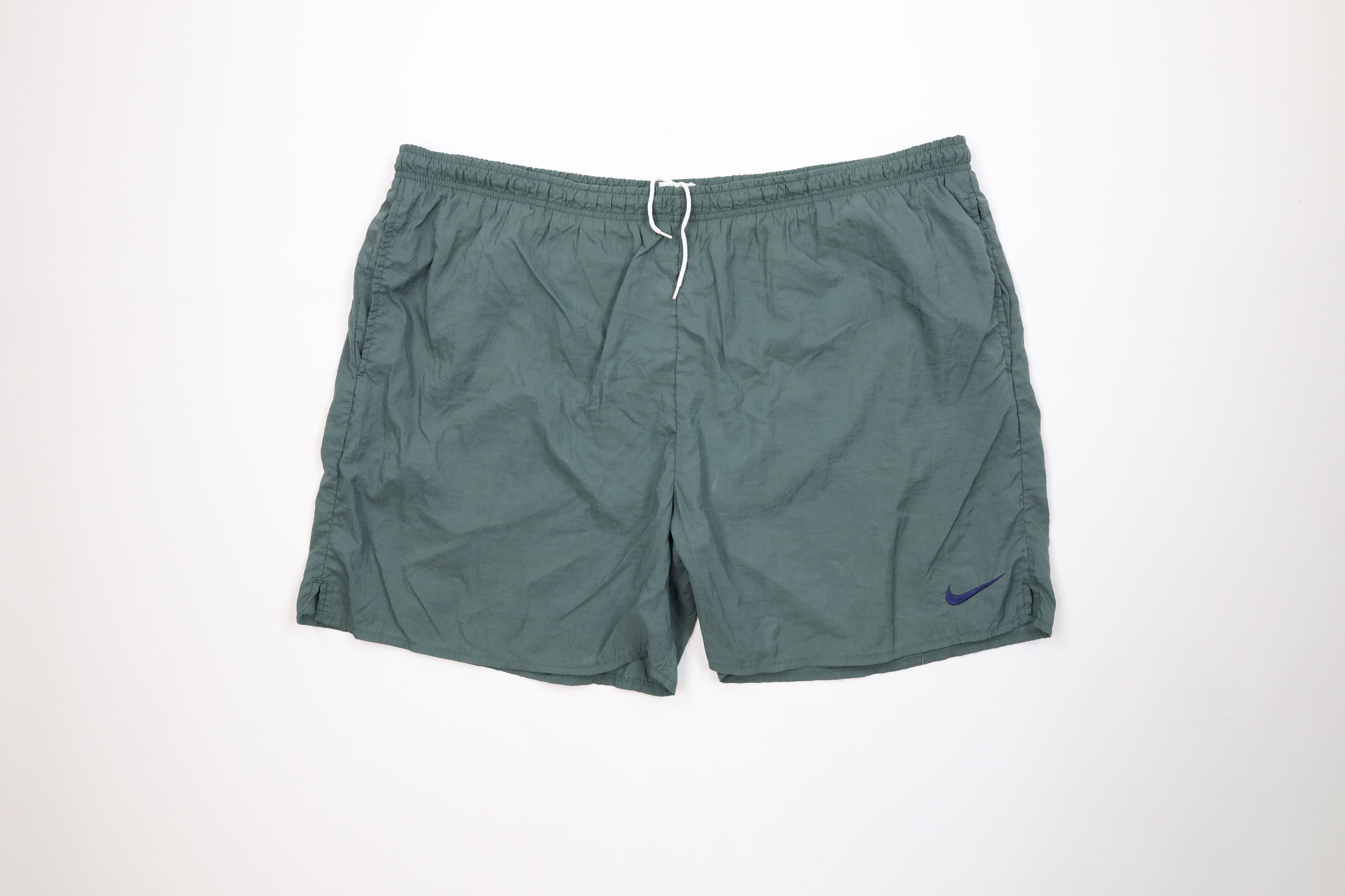 Nike Vintage 90s Nike Travis Scott Big Swoosh Lined Shorts Green Size US 38 / EU 54 - 1 Thumbnail