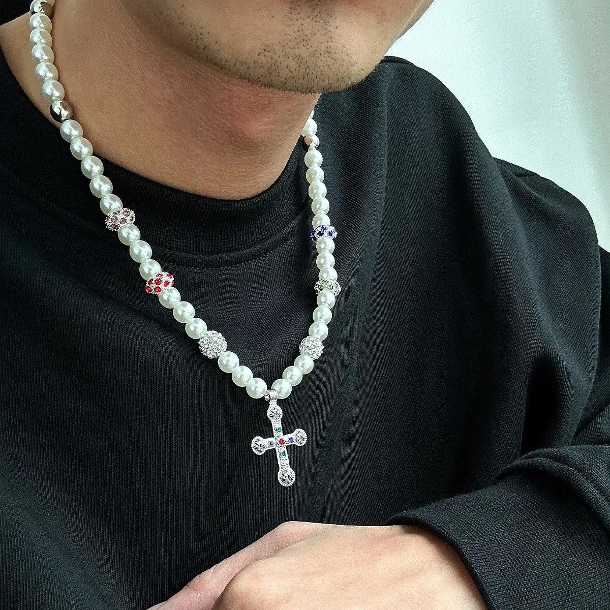 Vintage Pearl Necklace Cross Pendant Size ONE SIZE - 3 Thumbnail