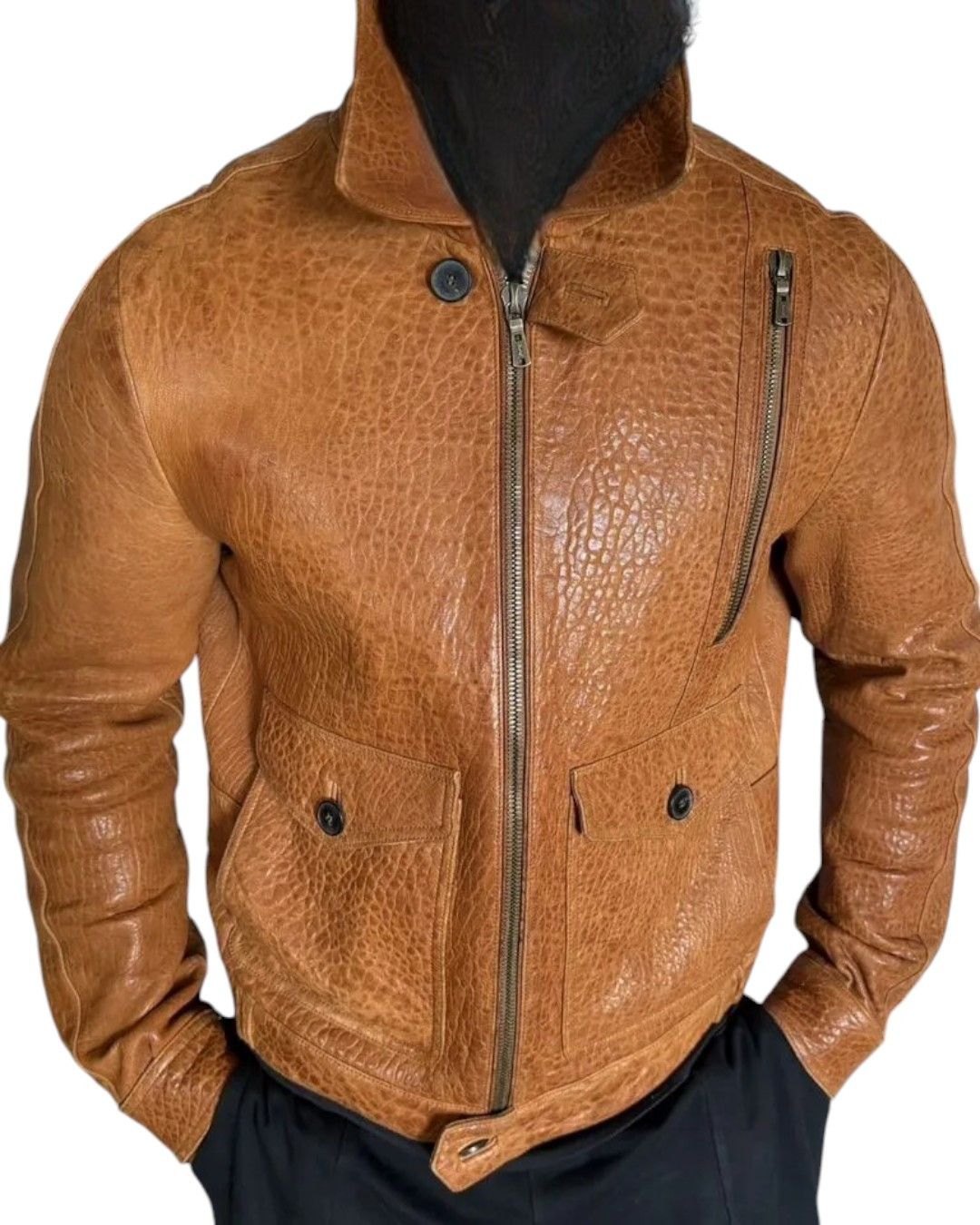 Yves Saint Laurent RIVE GAUCHE BY TOM FORD LEATHER BIKER BOMBER JACKET Size US L / EU 52-54 / 3 - 3 Thumbnail