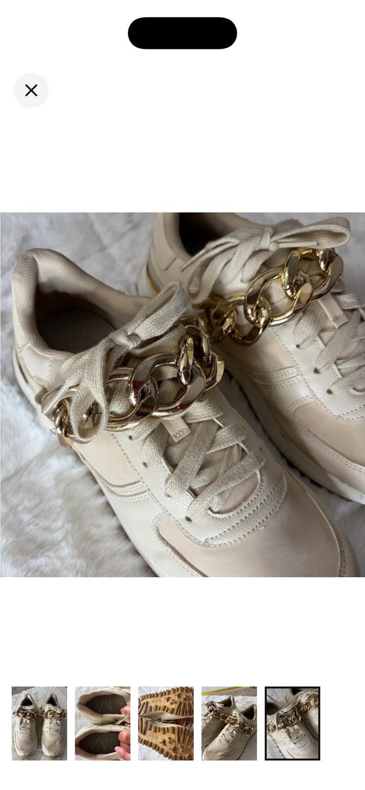 Zara Zara Cream Sneakers with Gold Chain Accent Size US 8 / IT 38 - 5 Thumbnail