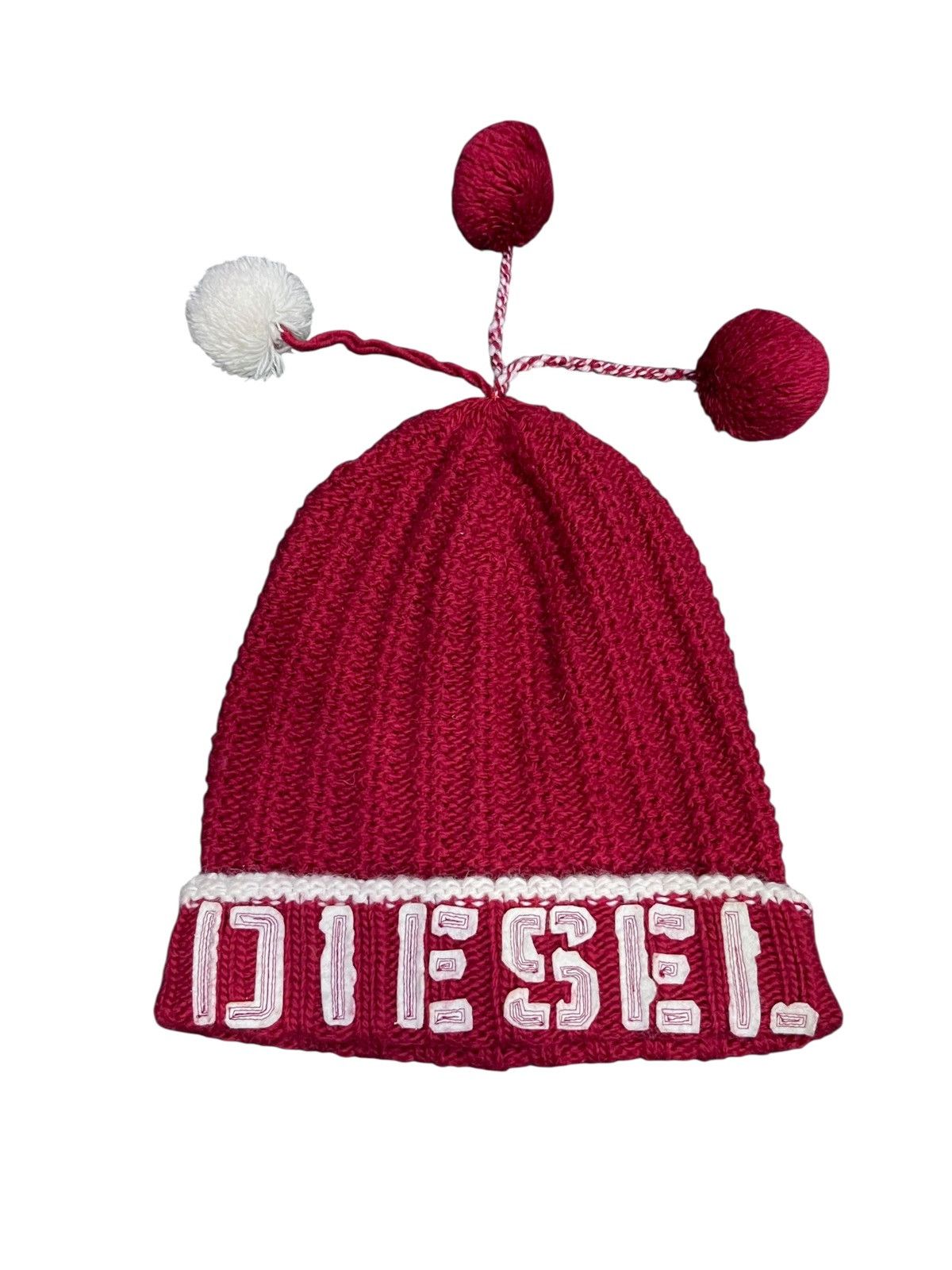 Diesel Vintage Diesel AcrylicWool Knit Elf Beanie with Pom Poms Y2K Size ONE SIZE - 3 Thumbnail