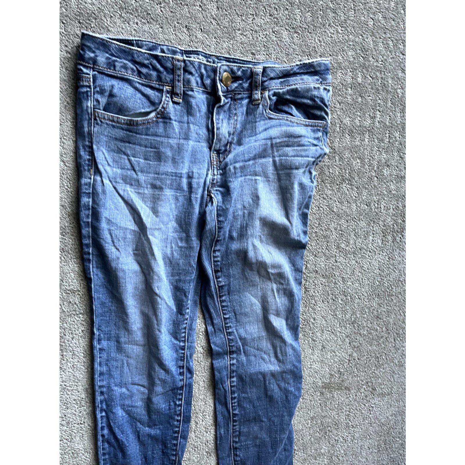 American Eagle Outfitters AMERICAN EAGLE Super Stretch Jegging Pants Women Size 6 Blue Distressed Denim Size 28" / US 6 / IT 42 - 4 Thumbnail