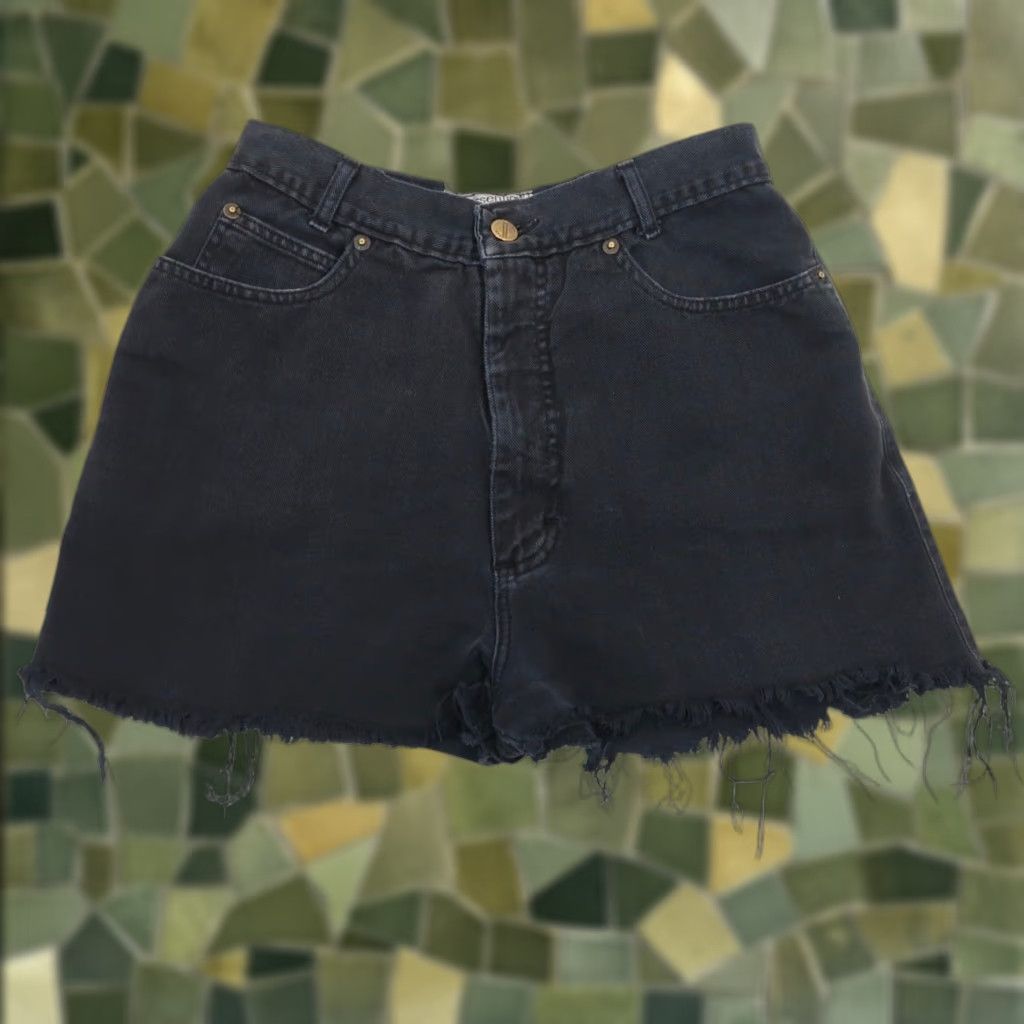 Essentials VINTAGE 90s Essentials Black Denim High Rise Cut Off Shorts 26" Womens Shorts 90s Casual 100% Cotton Inseam 1.5" Rise 12" Waist 13" Boys? Size 28" / US 6 / IT 42 - 1 Thumbnail