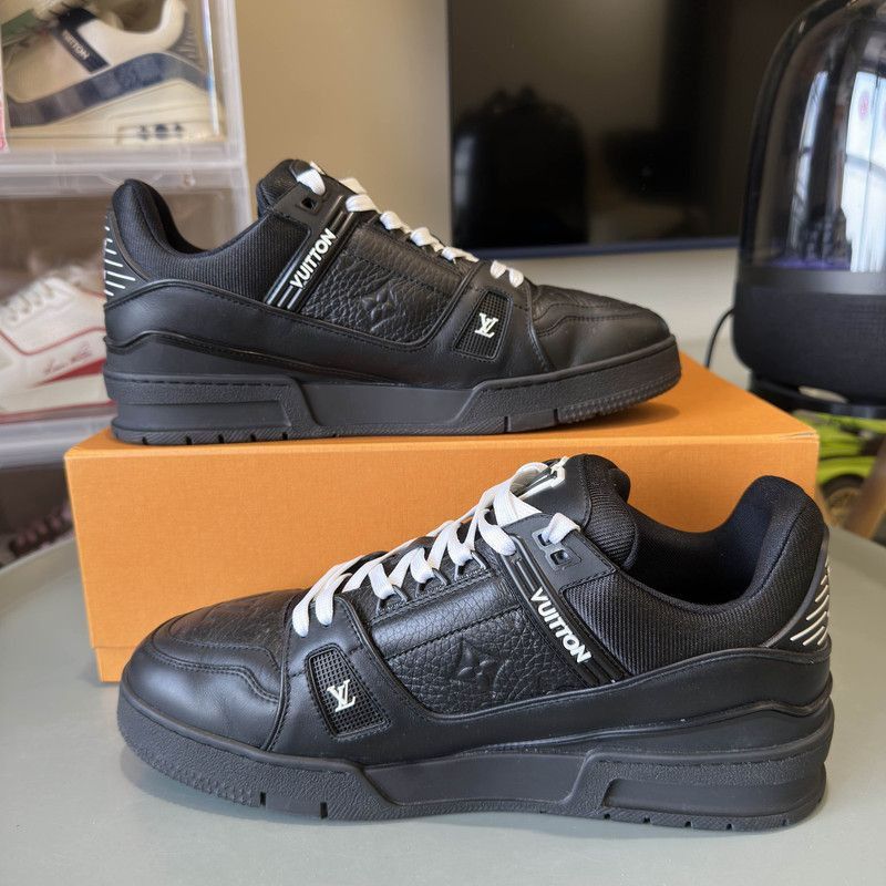Louis Vuitton Louis Vuitton Trainer Black Leather Low-Top Sneakers -2508 Size US 8.5 / EU 41-42 - 6 Thumbnail