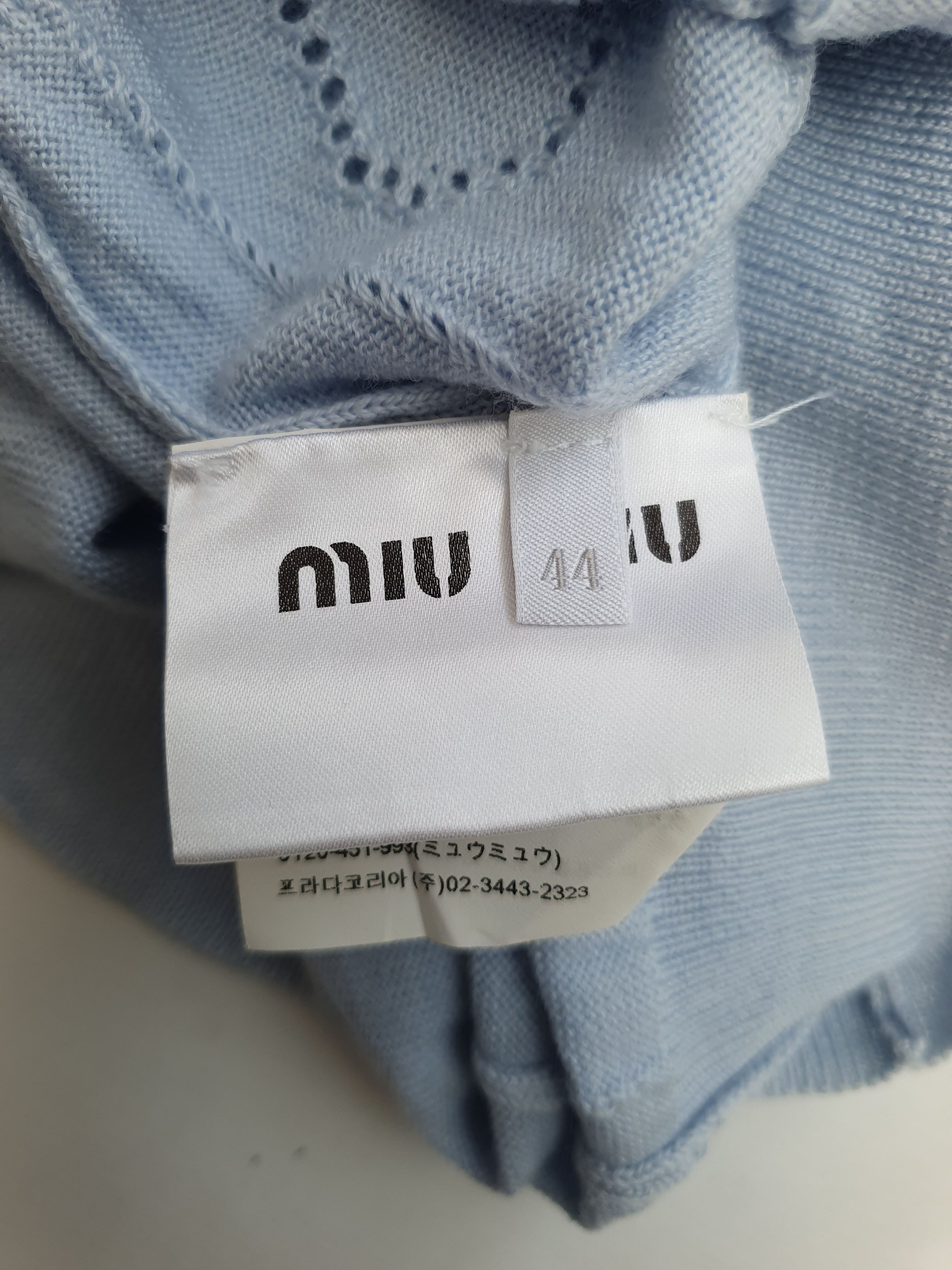Miu Miu × Prada MIU MIU Pointelle-knit Wool Cardigan Size M / US 6-8 / IT 42-44 - 11 Thumbnail