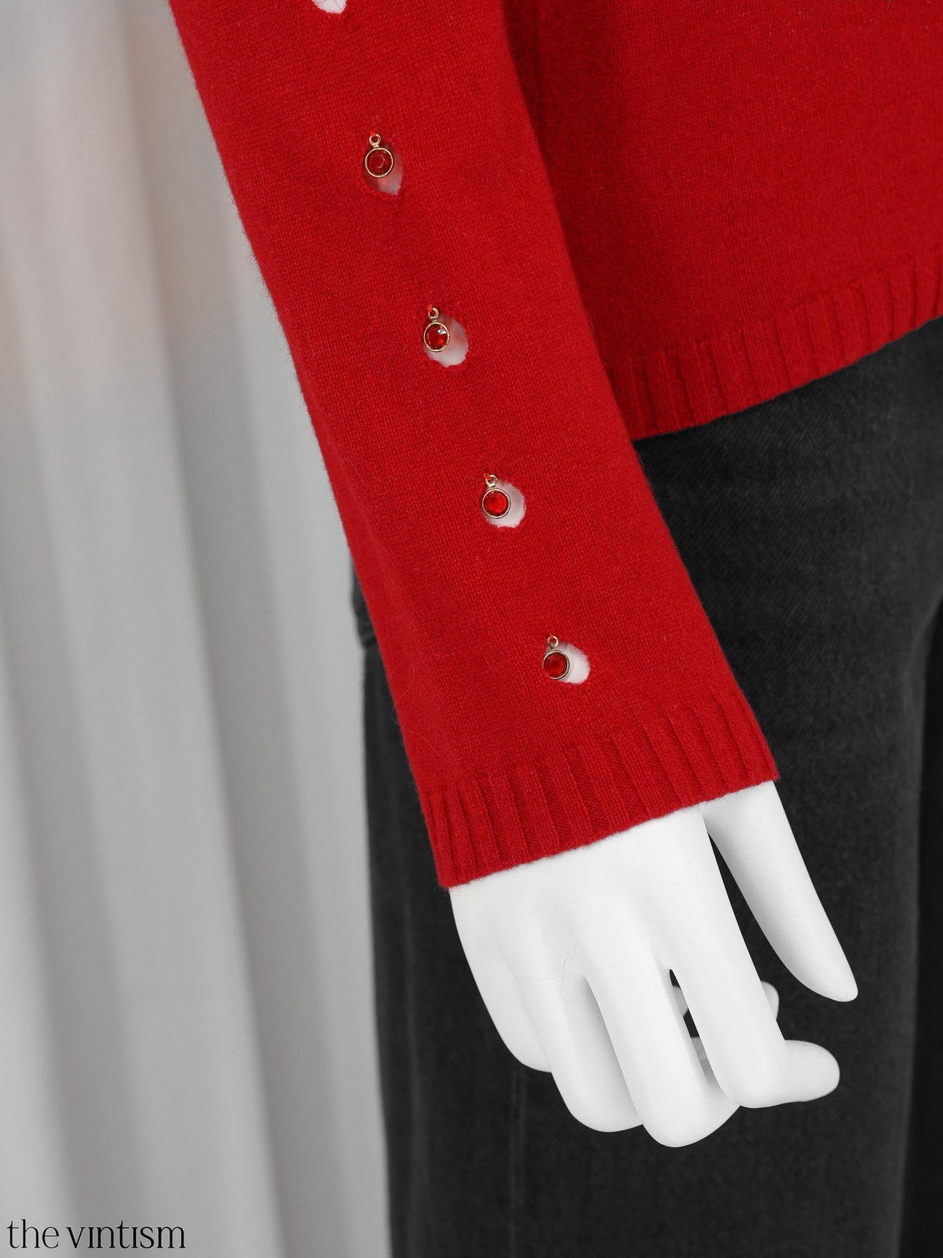 Escada Escada Red Cashmere, Virgin Wool & Silk Mock Neck Sweater Size S / US 4 / IT 40 - 4 Thumbnail