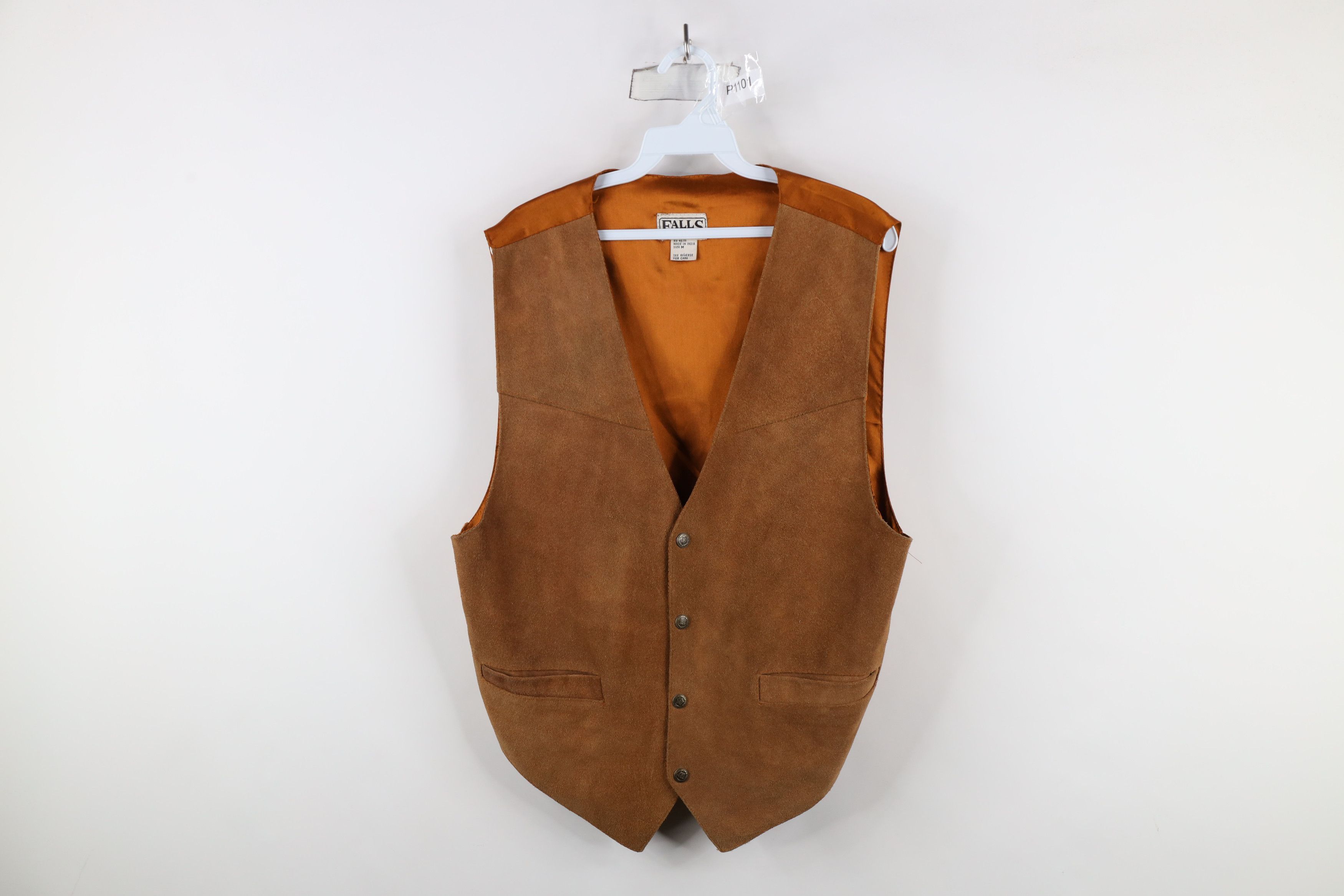 Vintage Vintage 90s Streetwear Buckle Back Suede Leather Vest Jacket Size US M / EU 48-50 / 2 - 1 Thumbnail