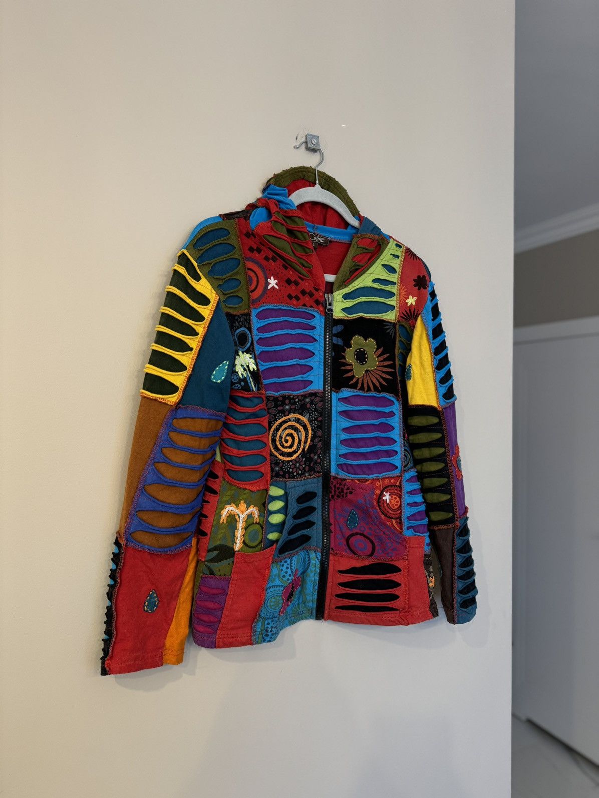 Vintage Multicolour patchwork hoodie rare 90s vintage hype y2k 00s Size L / US 10 / IT 46 - 2 Thumbnail