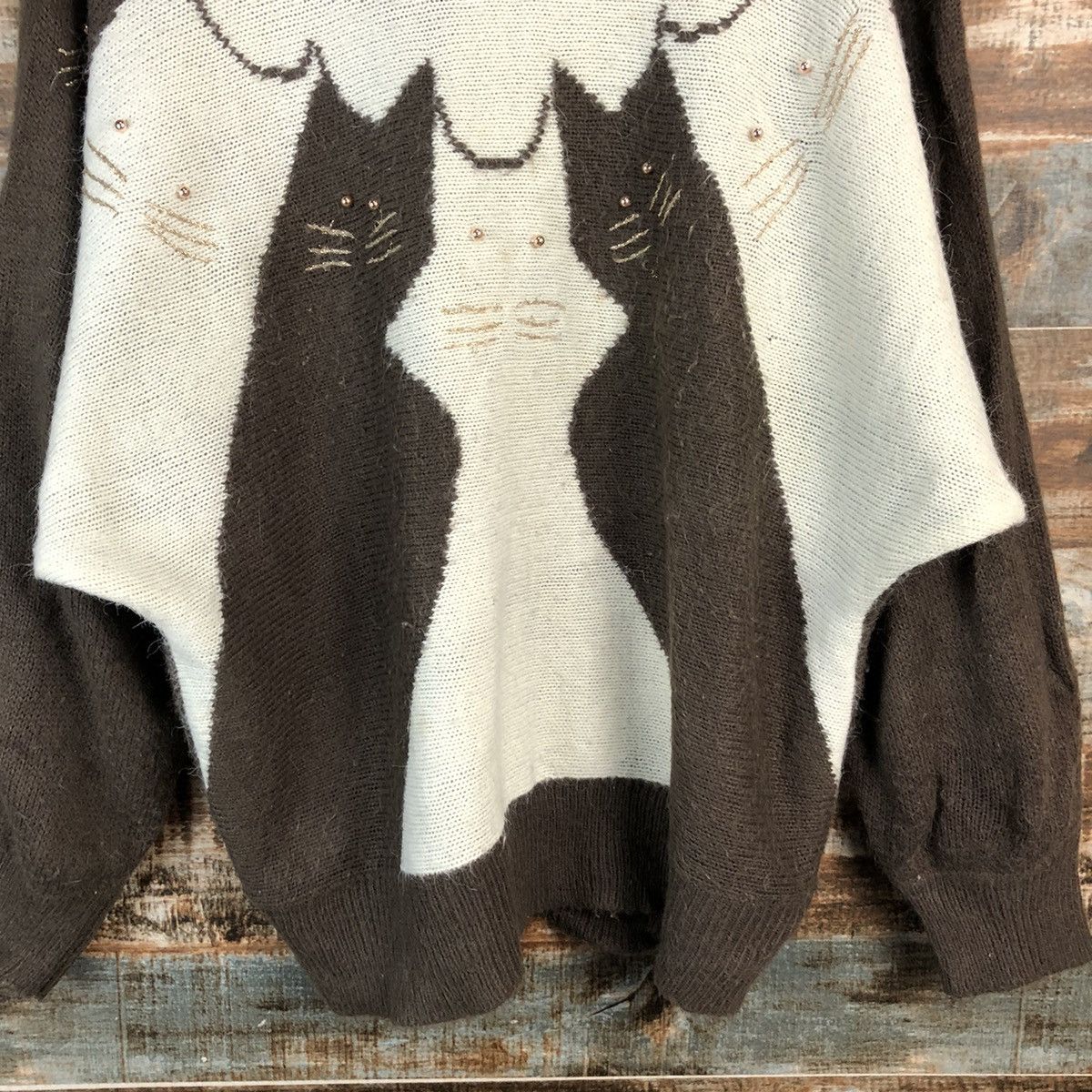 Vintage DL Honors cat vintage japan Brown Knitwear #C562 Size L / US 10 / IT 46 - 6 Thumbnail
