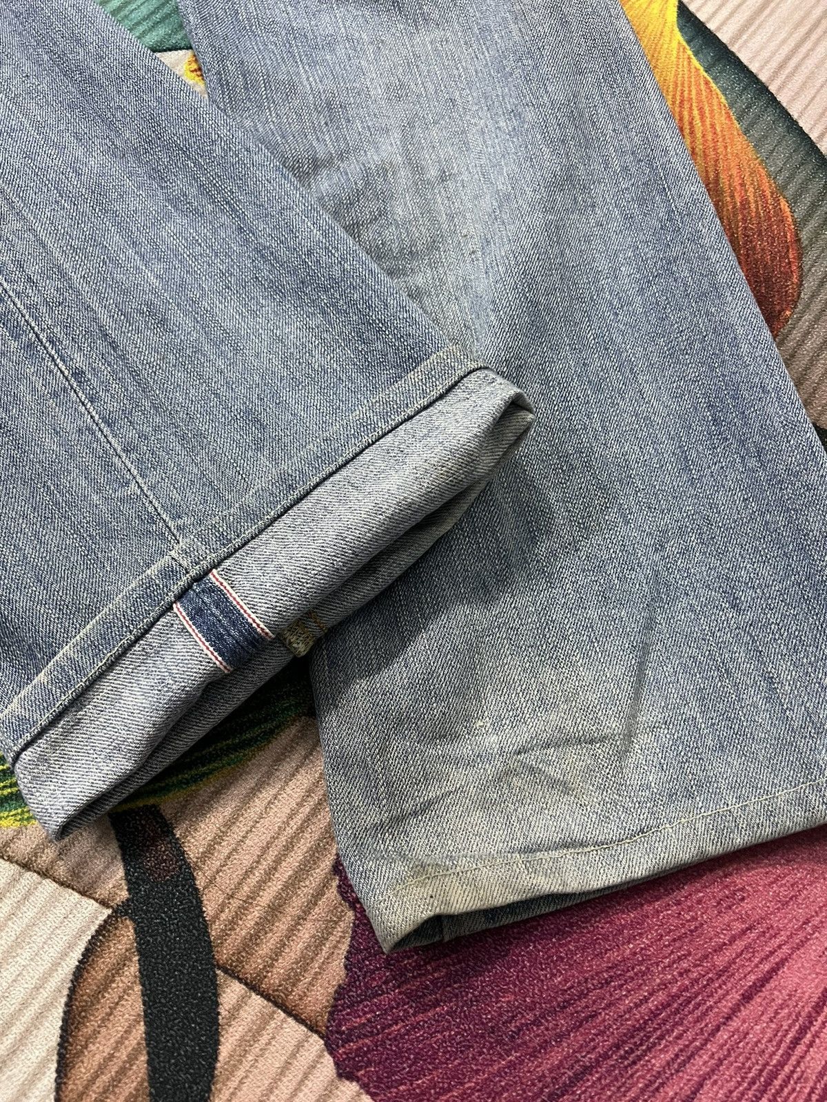 Edwin × Japanese Brand EDWIN 505z SELVEDGE LIGHT WASH ORANGE TAG DENIM Size US 29 - 5 Thumbnail