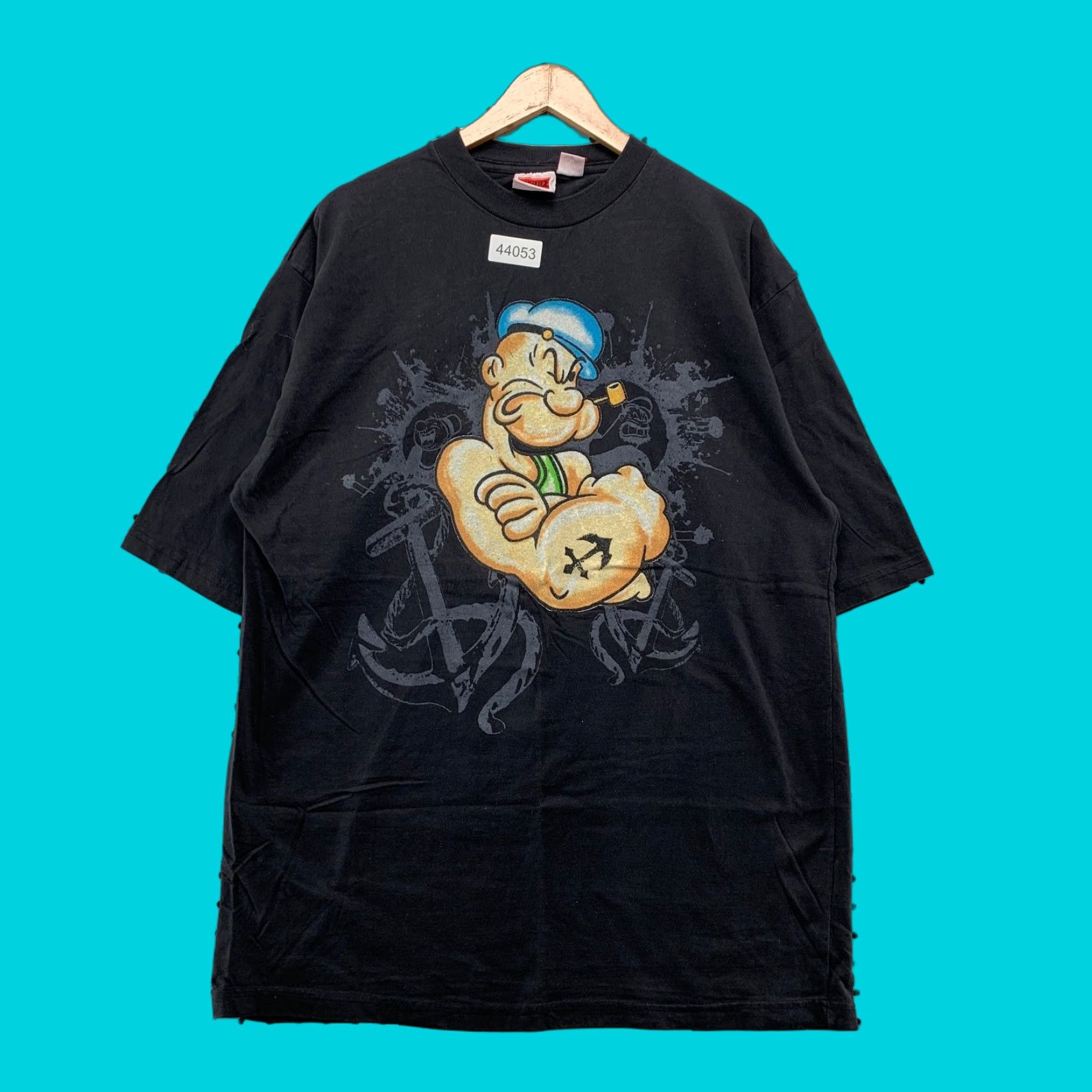 Vintage VINTAGE Y2K Justice Graphic Shirt Mens 2XL Black Cartoon Sailor Man Anchor Size US XXL / EU 58 / 5 - 1 Thumbnail