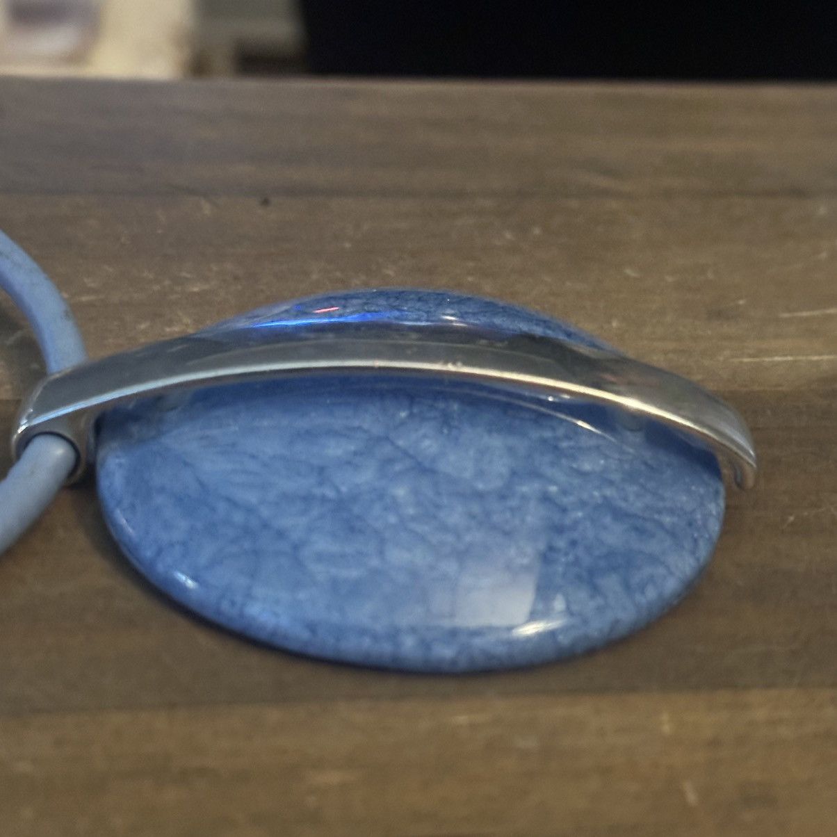 Vintage Vintage blue lucite medallion pendant cord necklace Size ONE SIZE - 4 Thumbnail