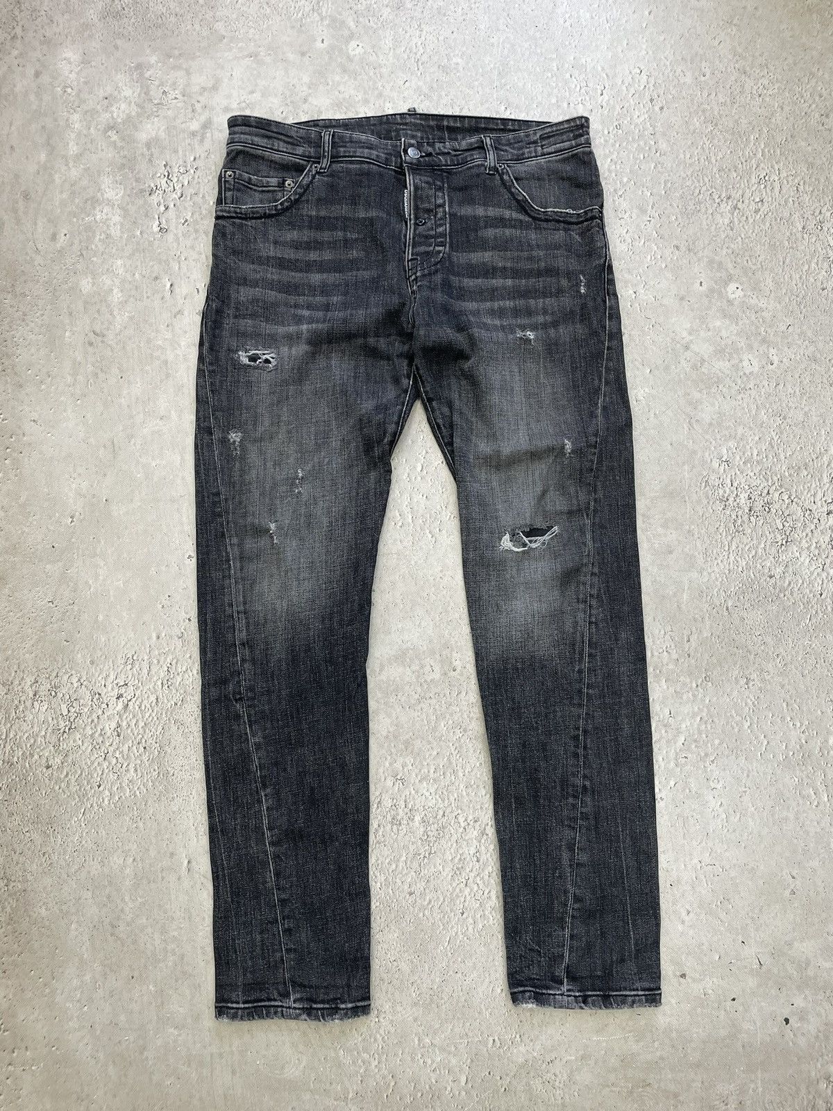 Dsquared2 Vintage slim Dsquared 2 slim black distressed jeans pants Size US 35 - 1 Thumbnail