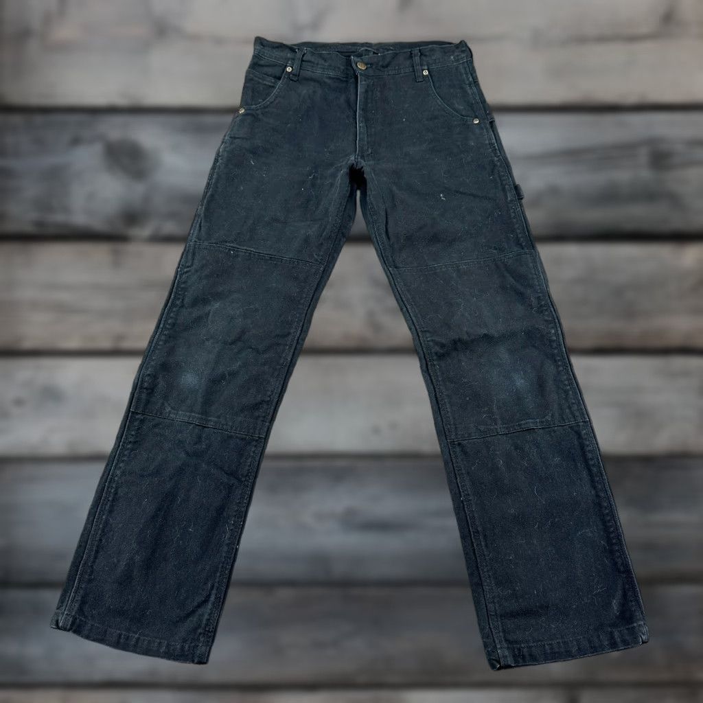 Key Pants Mens 30x32 Black Carpenter Workwear Duck Canvas Double Knee Cotton Pants