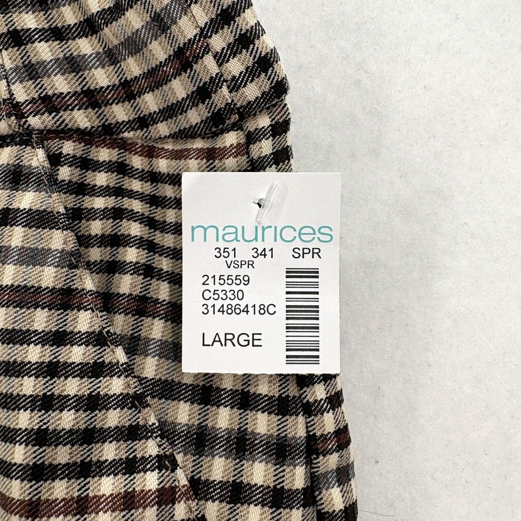 Vintage Maurices Pants Womens Large Brown Plaid Straight Crop Bengaline High Rise Ankle Size 36" / US 14 / IT 50 - 4 Thumbnail