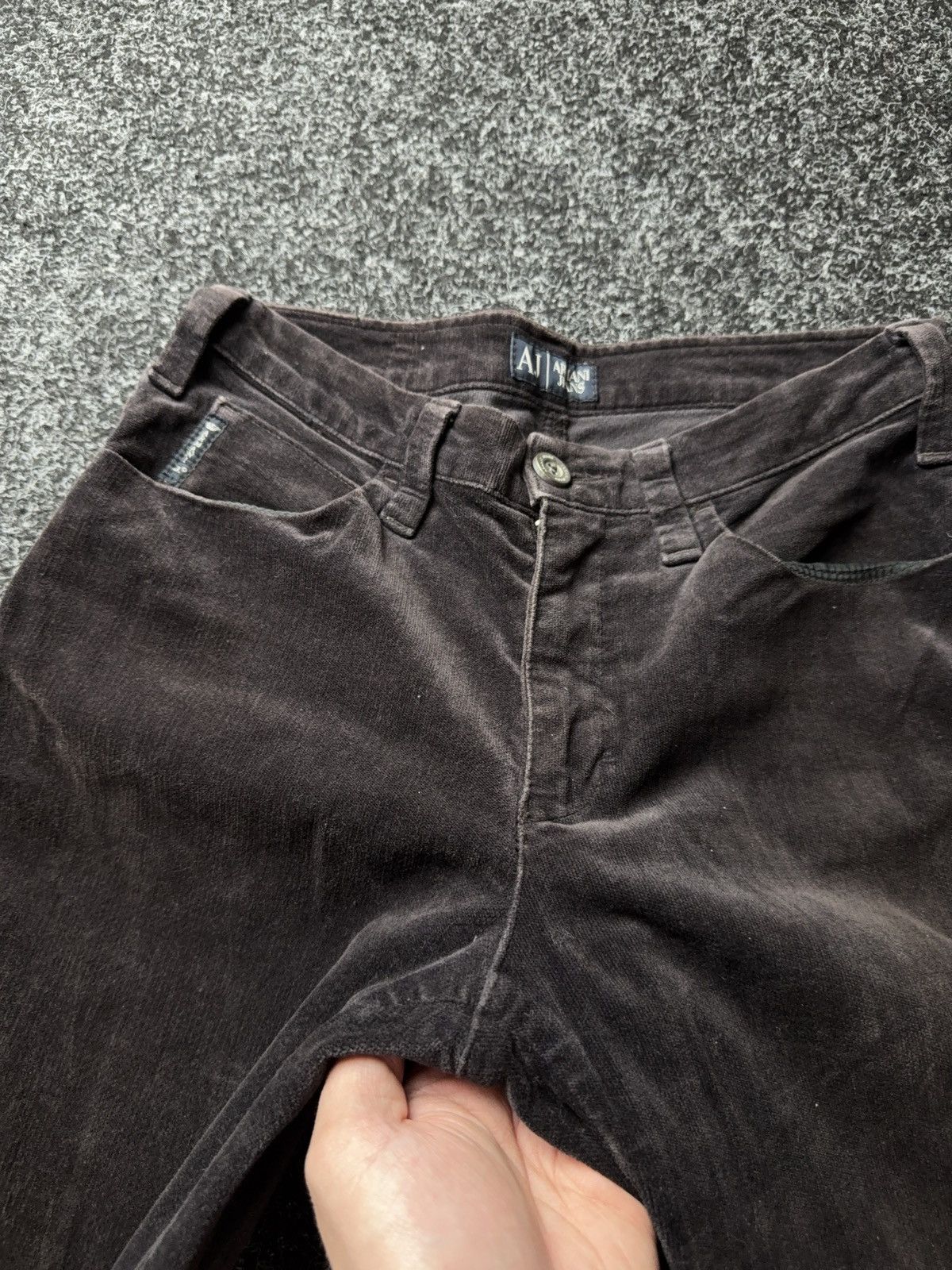 Armani Luxury 00s Armani Jeans AJ Velour Pants Brown Straight Y2K Size 28" / US 6 / IT 42 - 9 Thumbnail