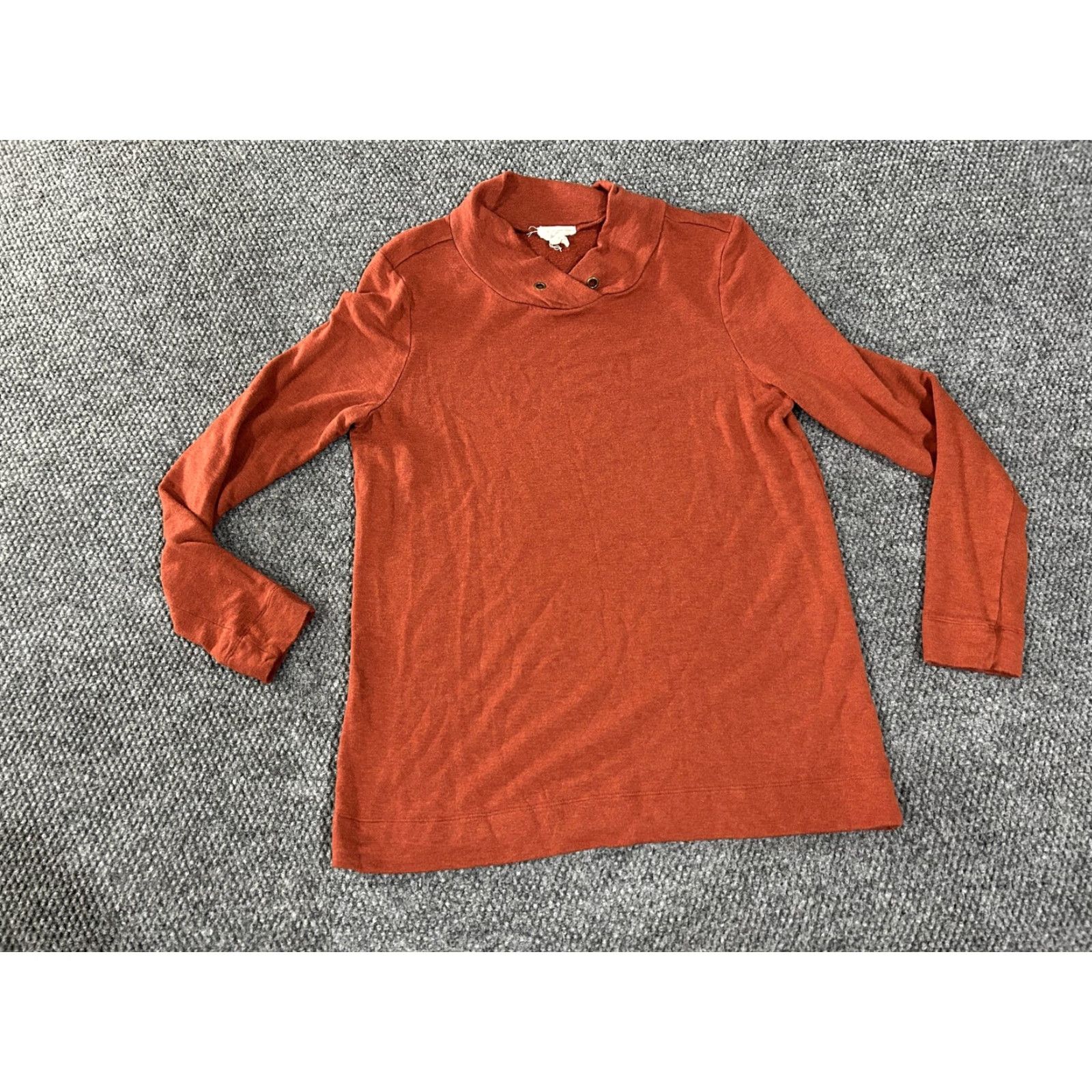 Loft VINTAGE? Wait—no vintage. LOFT Outlet Lounge Shirt Womens Medium Orange Cowl Neck Snap Pullover Top Size M / US 6-8 / IT 42-44 - 2 Thumbnail