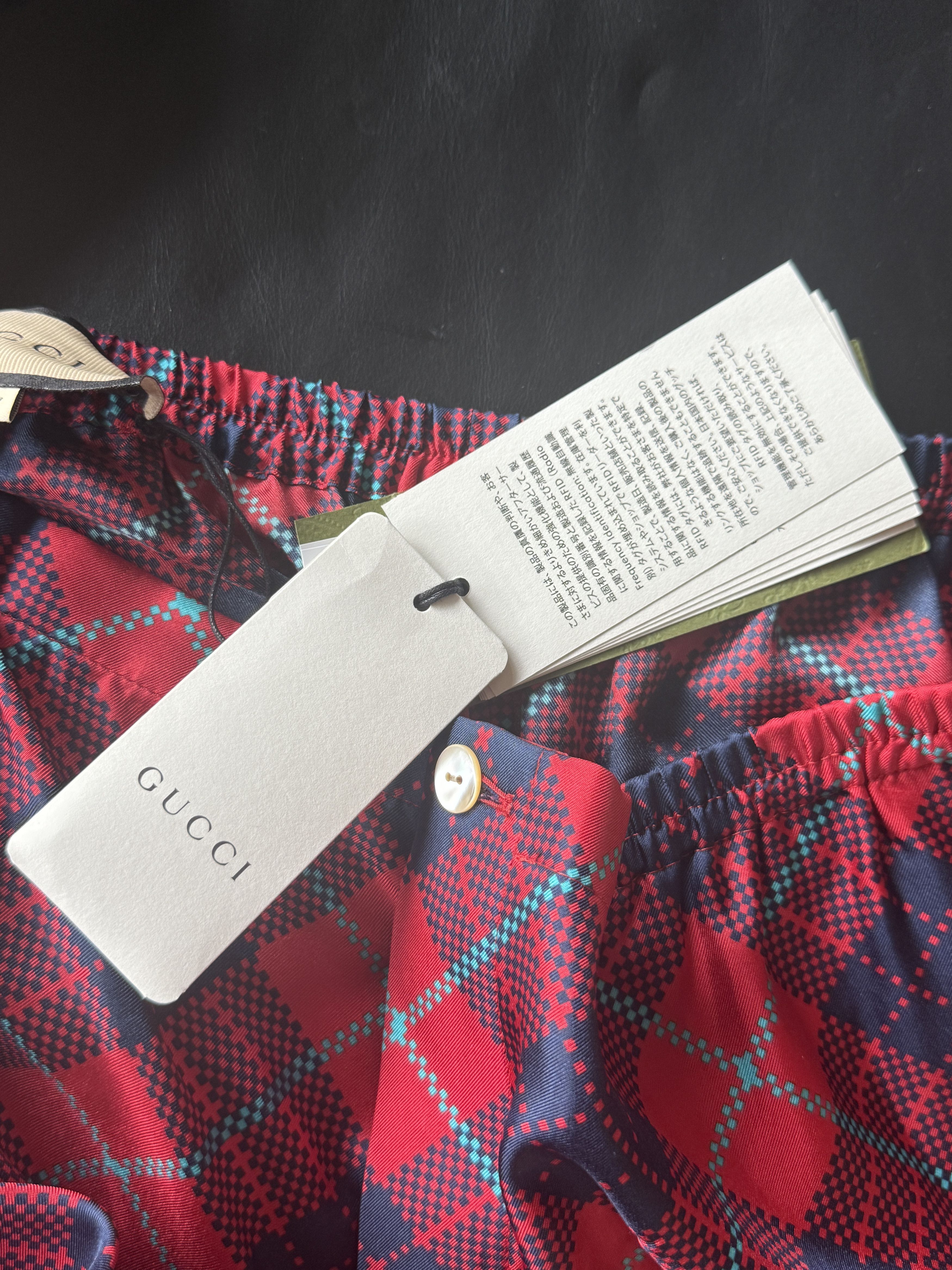Gucci Checkered Silk Shorts with Blue Hem Size US 34 / EU 50 - 15 Thumbnail