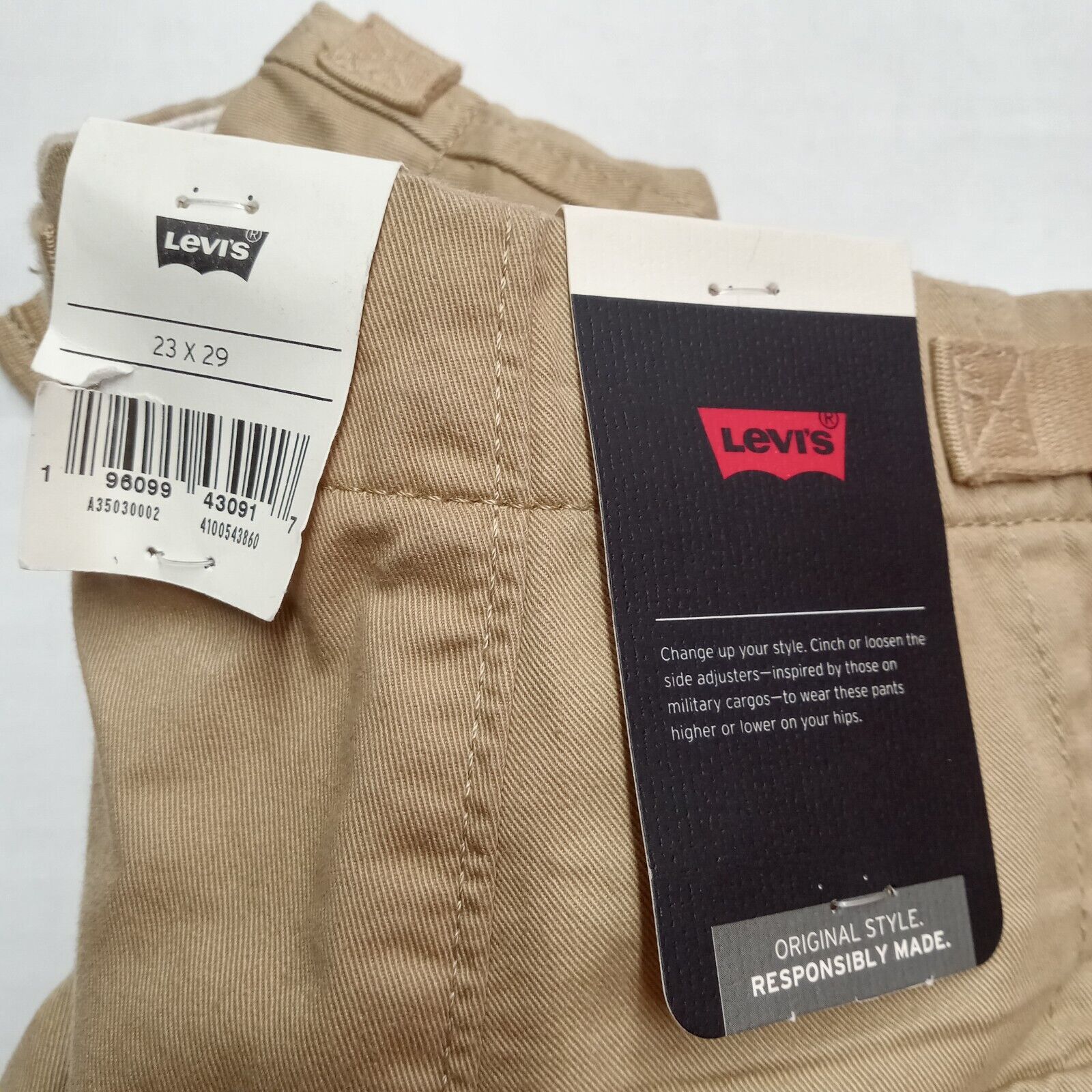 Levi's Levis Women's Baggy Chino Pants 23x29 Wide Leg Beige Flare Size 23" - 8 Thumbnail