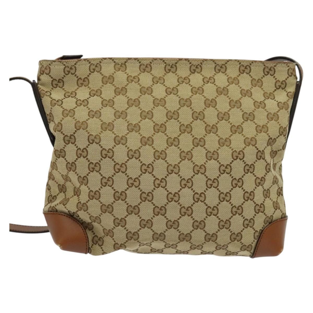 Gucci GUCCI GG Canvas Web Sherry Line Shoulder Bag Beige Gold Size ONE SIZE - 3 Thumbnail