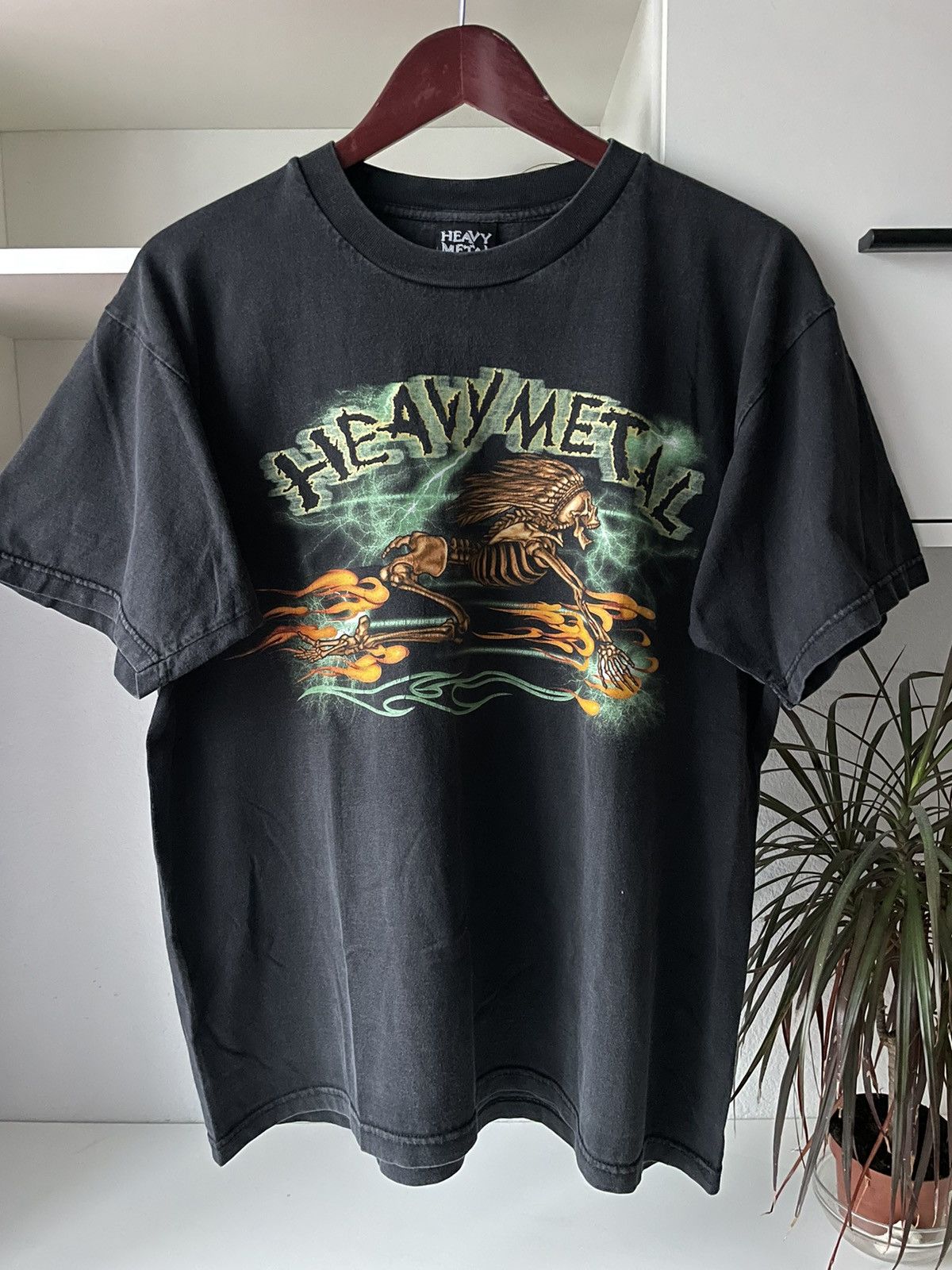 Vintage RARE 90’s Heavy Metal Skull Fire T-Shirt Lightning Punk Size US L / EU 52-54 / 3 - 3 Thumbnail
