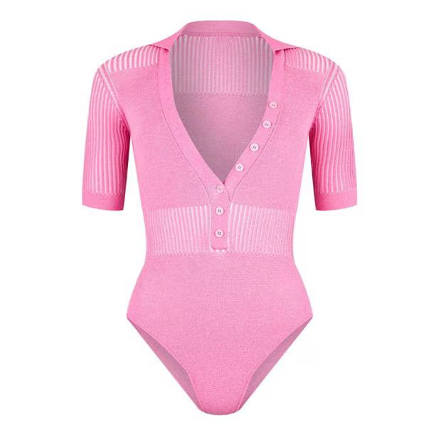 Jacquemus o1g2r1mq1024 Polo Bodysuit in Pink Size M / US 6-8 / IT 42-44 - 1 Thumbnail
