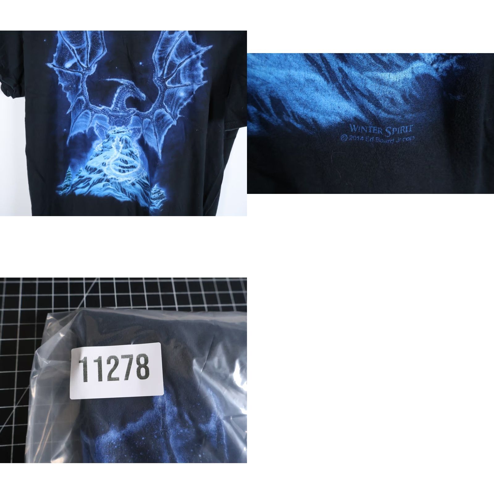 Anvil Ed Beard Jr. Dragon T-Shirt Adult Large Black Winter Spirit Graphic Print Gothic Retro 2014 Anvil Mens L Size US L / EU 52-54 / 3 - 8 Thumbnail