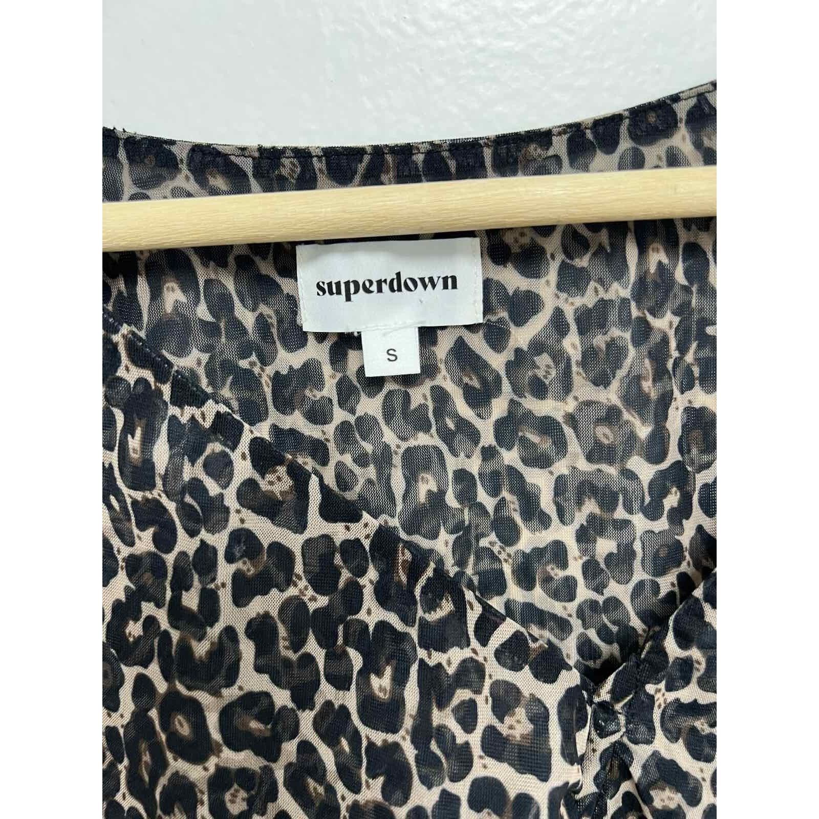 superdown Superdown Blouse destiny mesh tie leopard sheer S A001433 Size S / US 4 / IT 40 - 3 Thumbnail