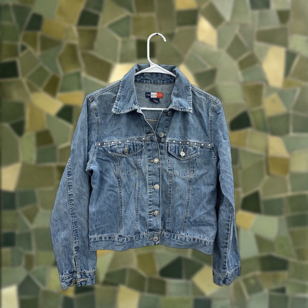 Vintage French Cuff Womens Jacket Size Small Denim Button Up Gem Detail Jacket Size 28" / US 6 / IT 42 - 1 Thumbnail