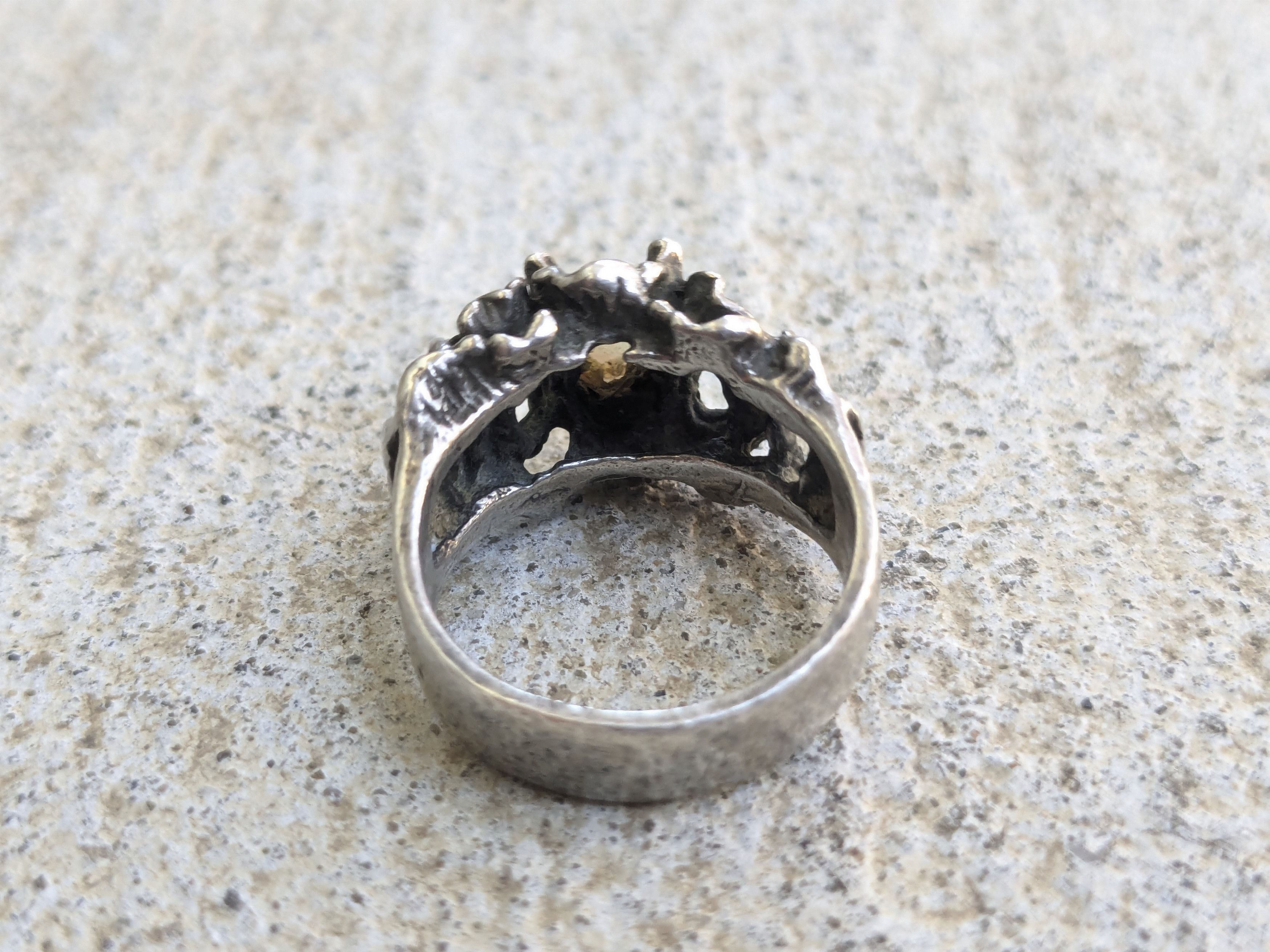 Jewelry × Vintage Vintage Sterling Silver Ring Opal Band Oval 5.75 Brutalist Size ONE SIZE - 7 Thumbnail