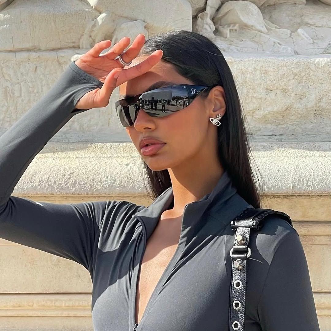 Dior 🔴 DIOR Sunglasses Ski 5 Black Shield Mask Wrap GALLIANO Size ONE SIZE - 9 Thumbnail