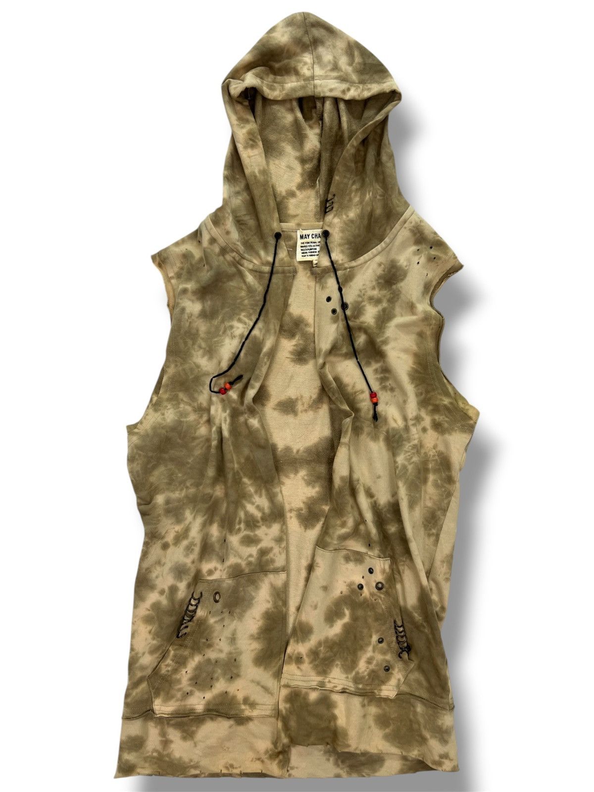 Japanese Brand May Champ Bleached Distressed Sleeveless Hoodie Size US M / EU 48-50 / 2 - 1 Thumbnail