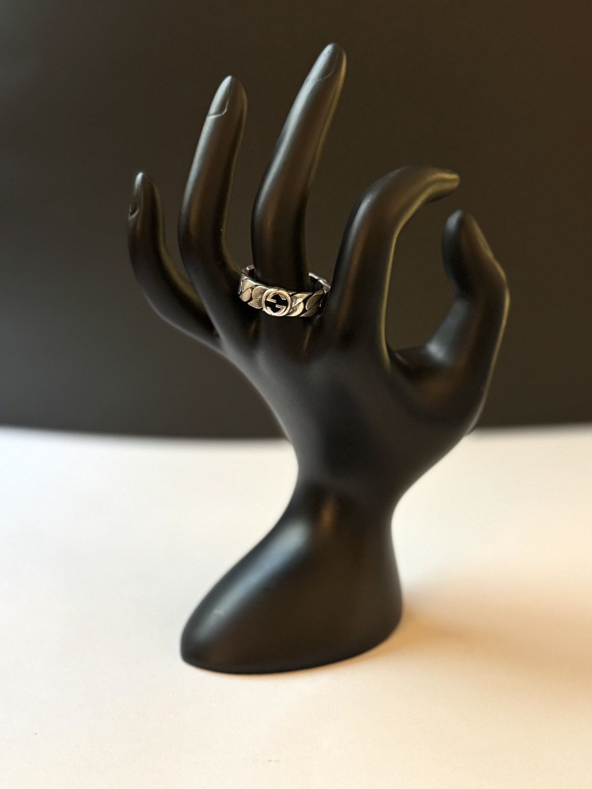 Gucci Gucci .925 Silver Link Ring Black Size ONE SIZE - 7 Thumbnail