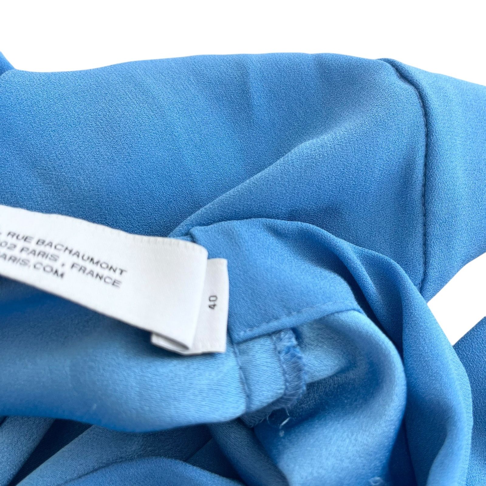 Iro IRO Garm Blue Faux Wrap Draped V-Neck Crepe Mini Dress Size M / US 6-8 / IT 42-44 - 5 Thumbnail